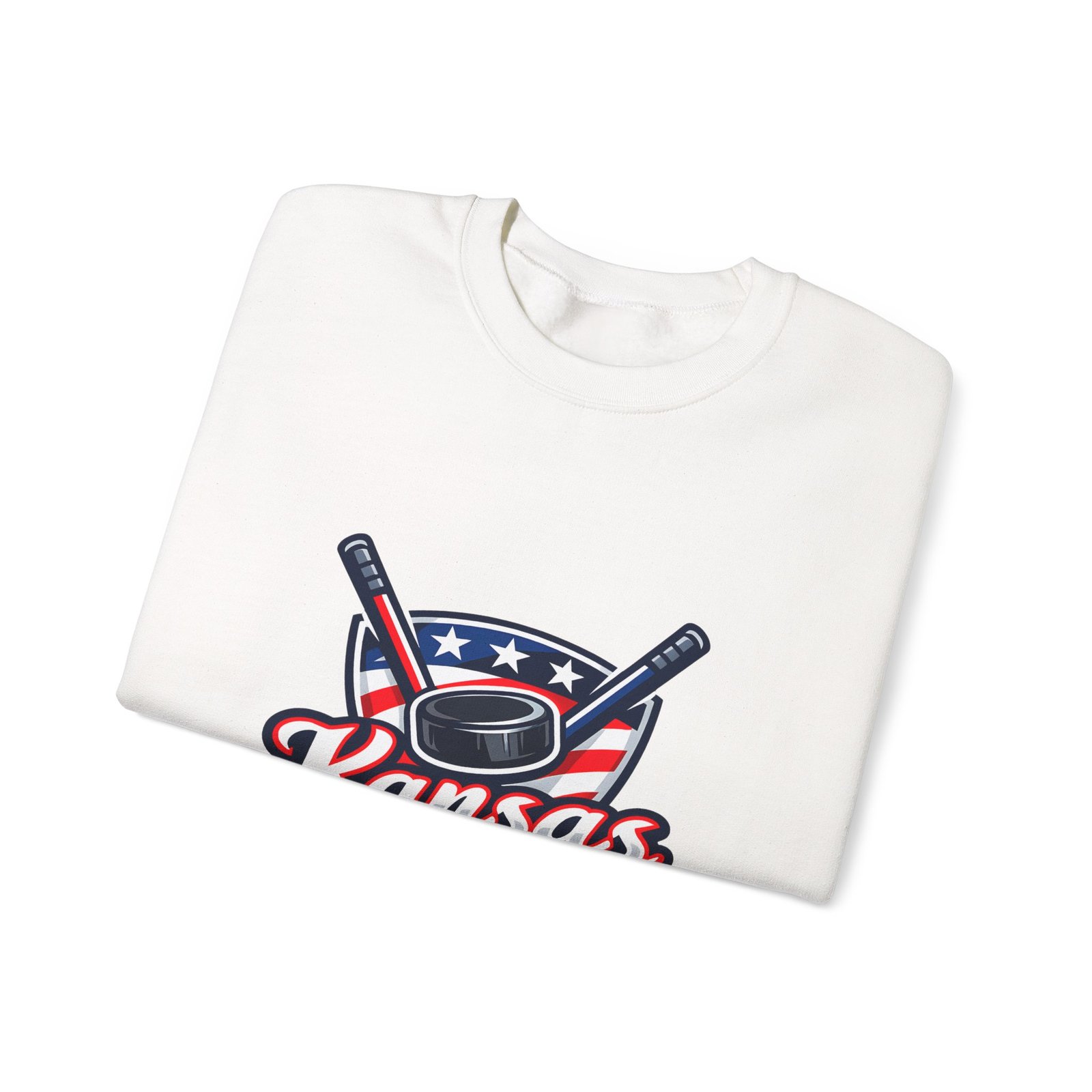 Kansas Hockey Crewneck Sweatshirt – Patriotic Puck & Sticks - Image 11