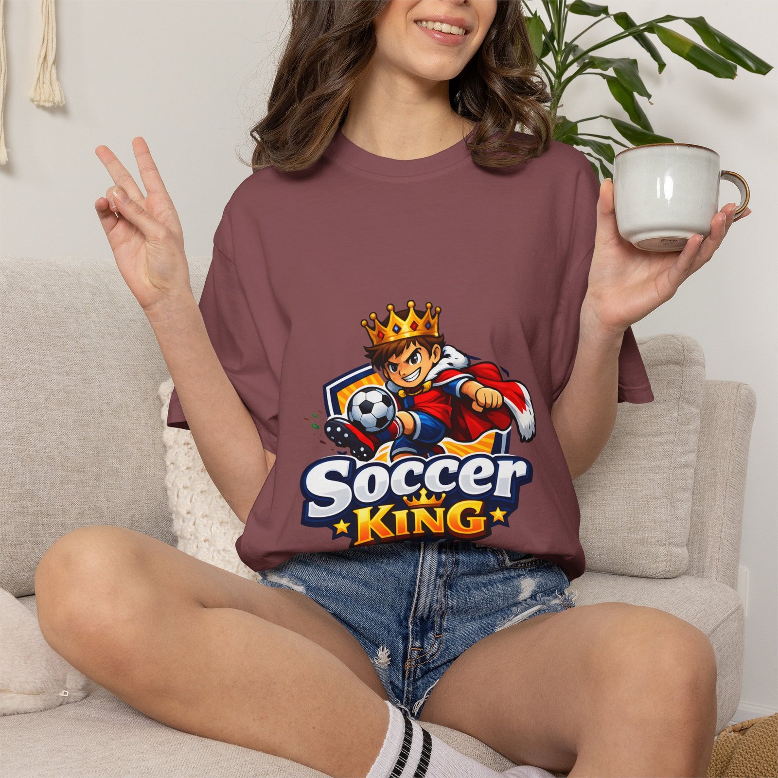 Soccer King T-Shirt — Kids & Teens Soccer Crown Graphic Tee - Image 11