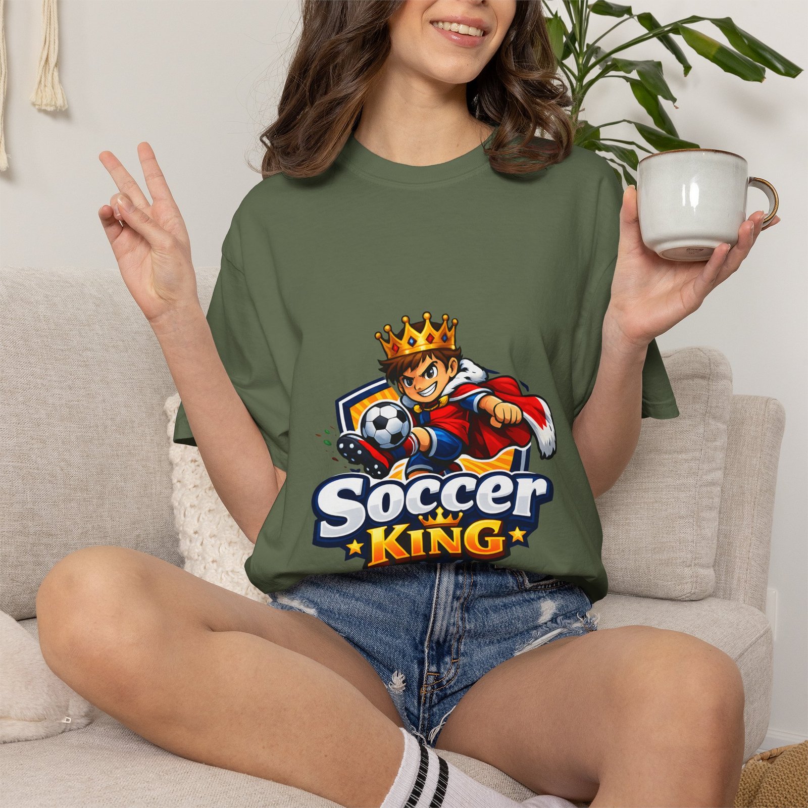 Soccer King T-Shirt — Kids & Teens Soccer Crown Graphic Tee - Image 29