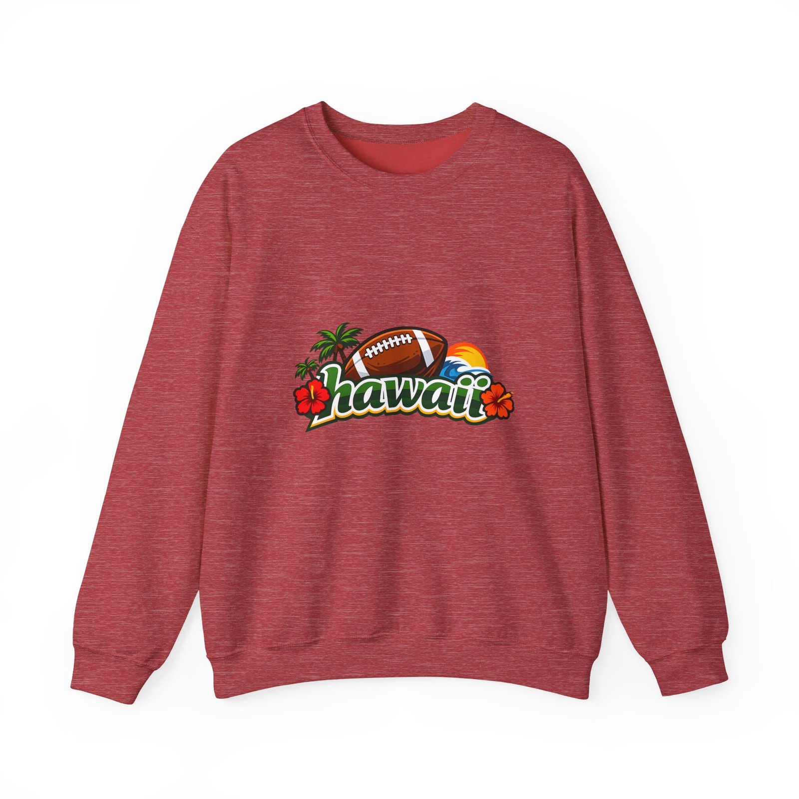 Hawaii Football Crewneck Sweatshirt — Tropical Sunset Palm Beach Pullover - Image 41