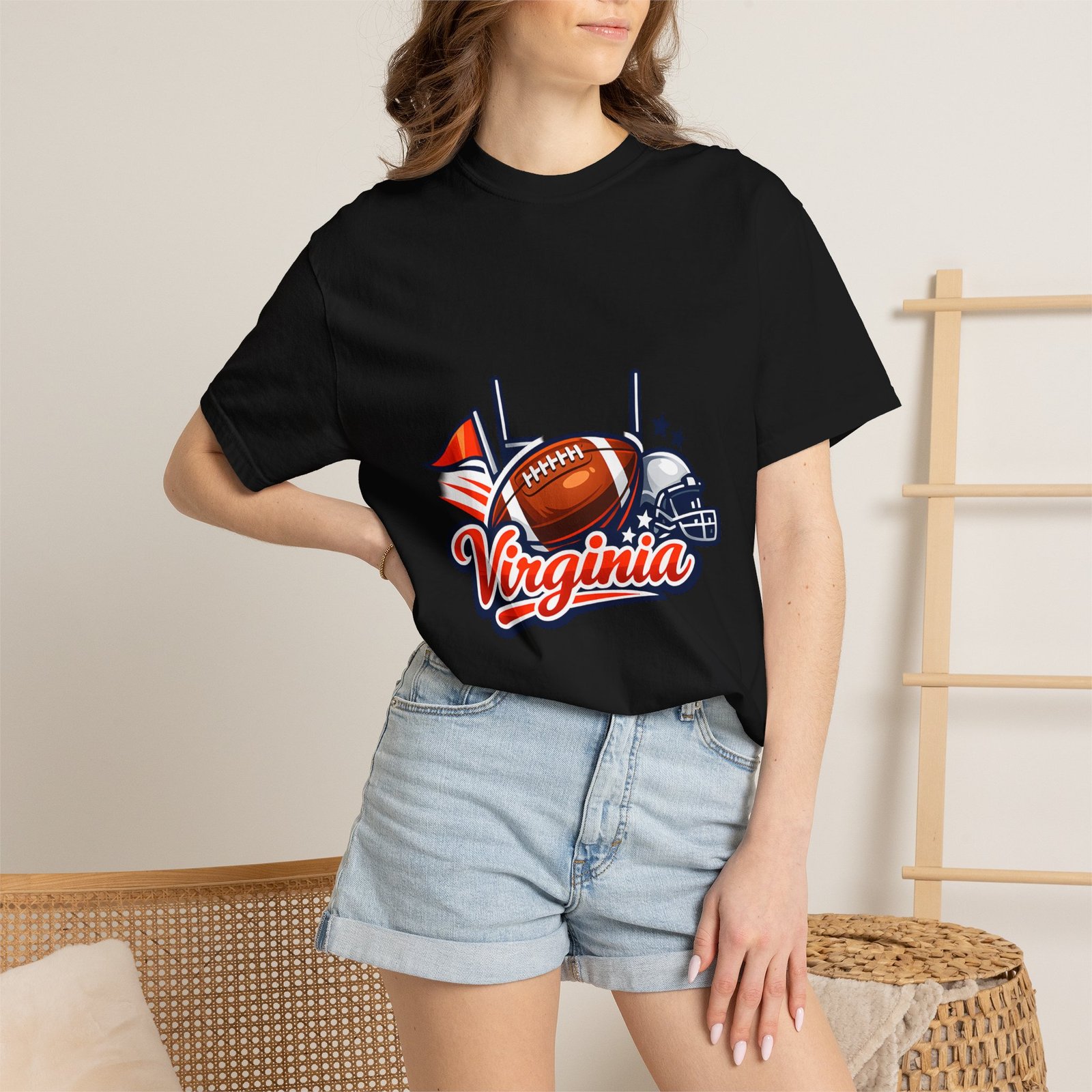 Virginia Football Helmet & Ball T-Shirt - Image 52