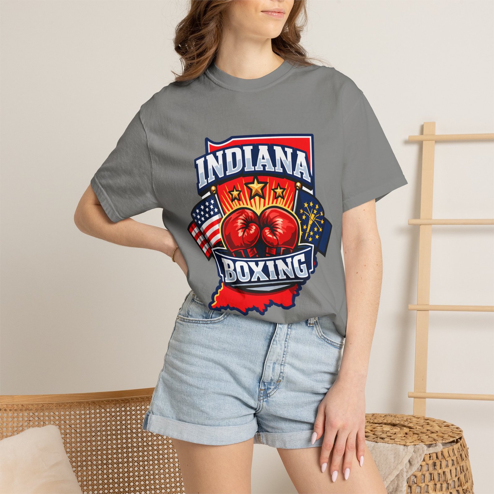 Indiana Boxing T-Shirt — State Pride Boxing Tee with Gloves & Flags - Image 44