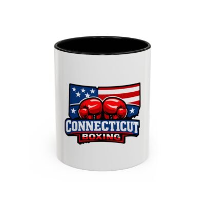 Connecticut Boxing Accent Coffee Mug — USA Flag Boxing Gloves Design (11/15oz)