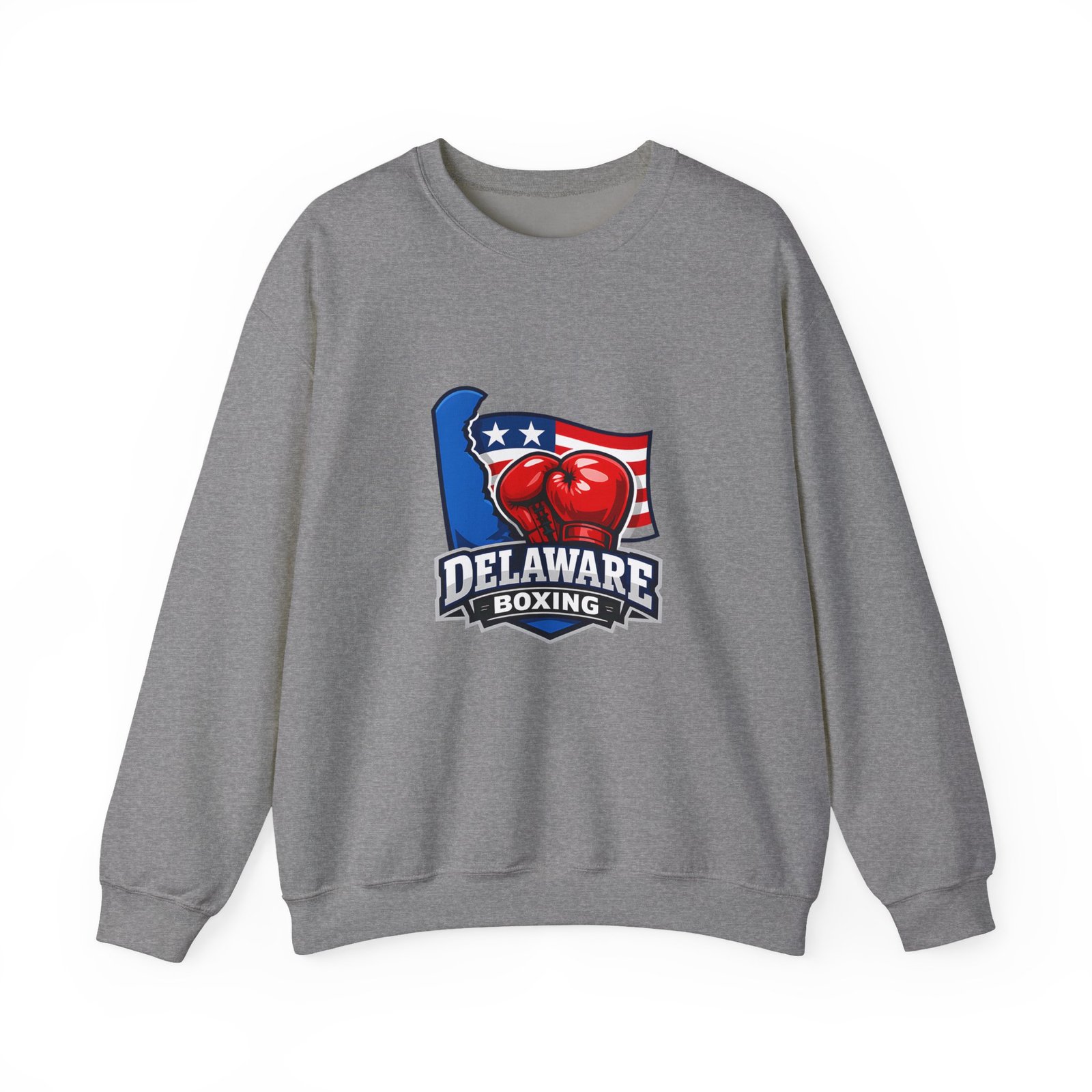 Delaware Boxing Crewneck Sweatshirt – USA Flag Boxing Gloves Graphic - Image 29