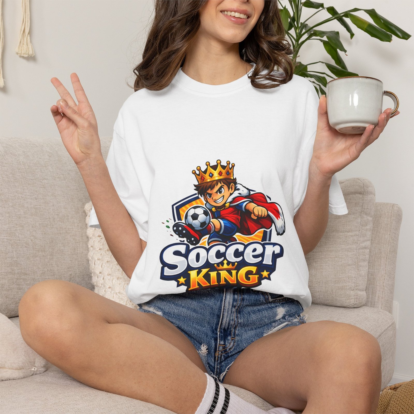 Soccer King T-Shirt — Kids & Teens Soccer Crown Graphic Tee - Image 2