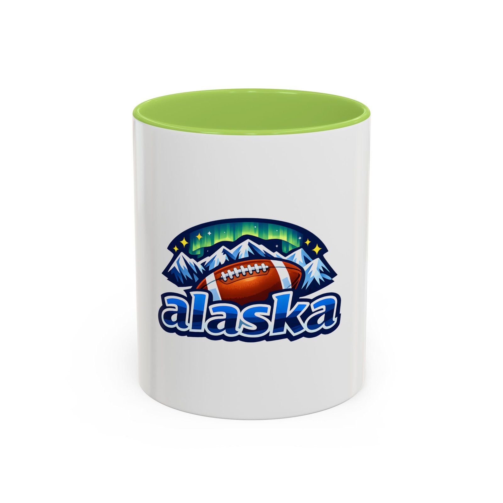 Alaska Football Coffee Mug – Northern Lights Mountain Design (11/15oz) - Image 15