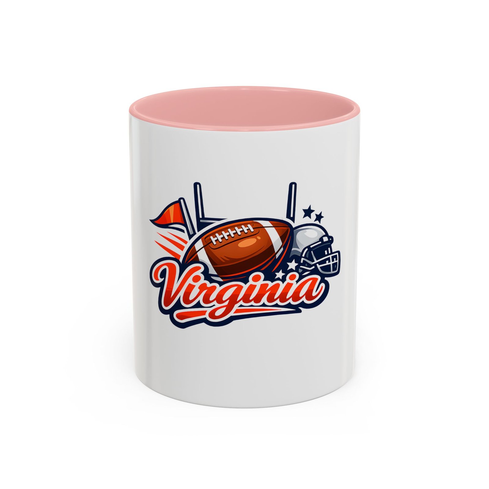 Virginia Football Accent Coffee Mug – Team Helmet & Football Design (11/15oz) - Image 3