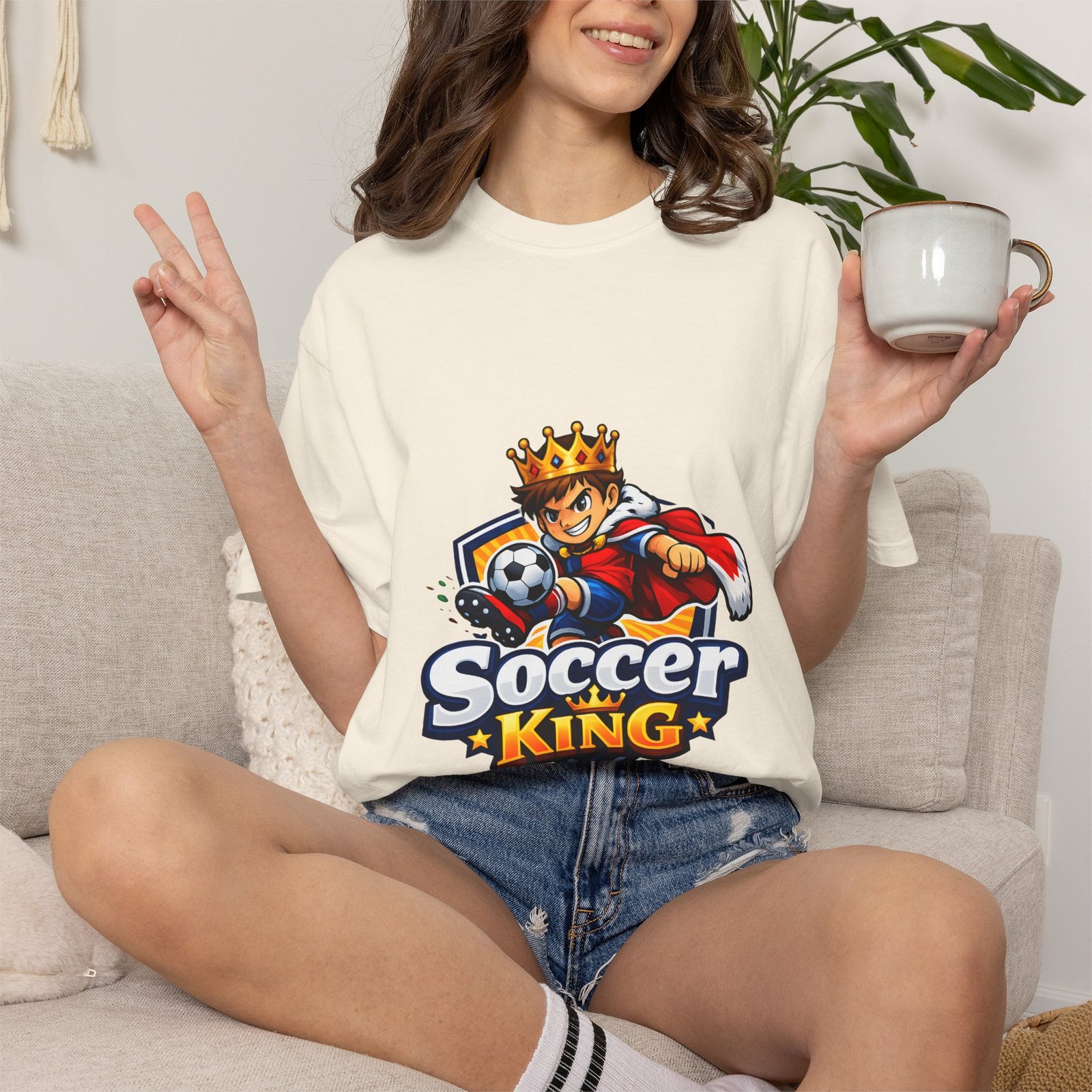 Soccer King T-Shirt — Kids & Teens Soccer Crown Graphic Tee - Image 14