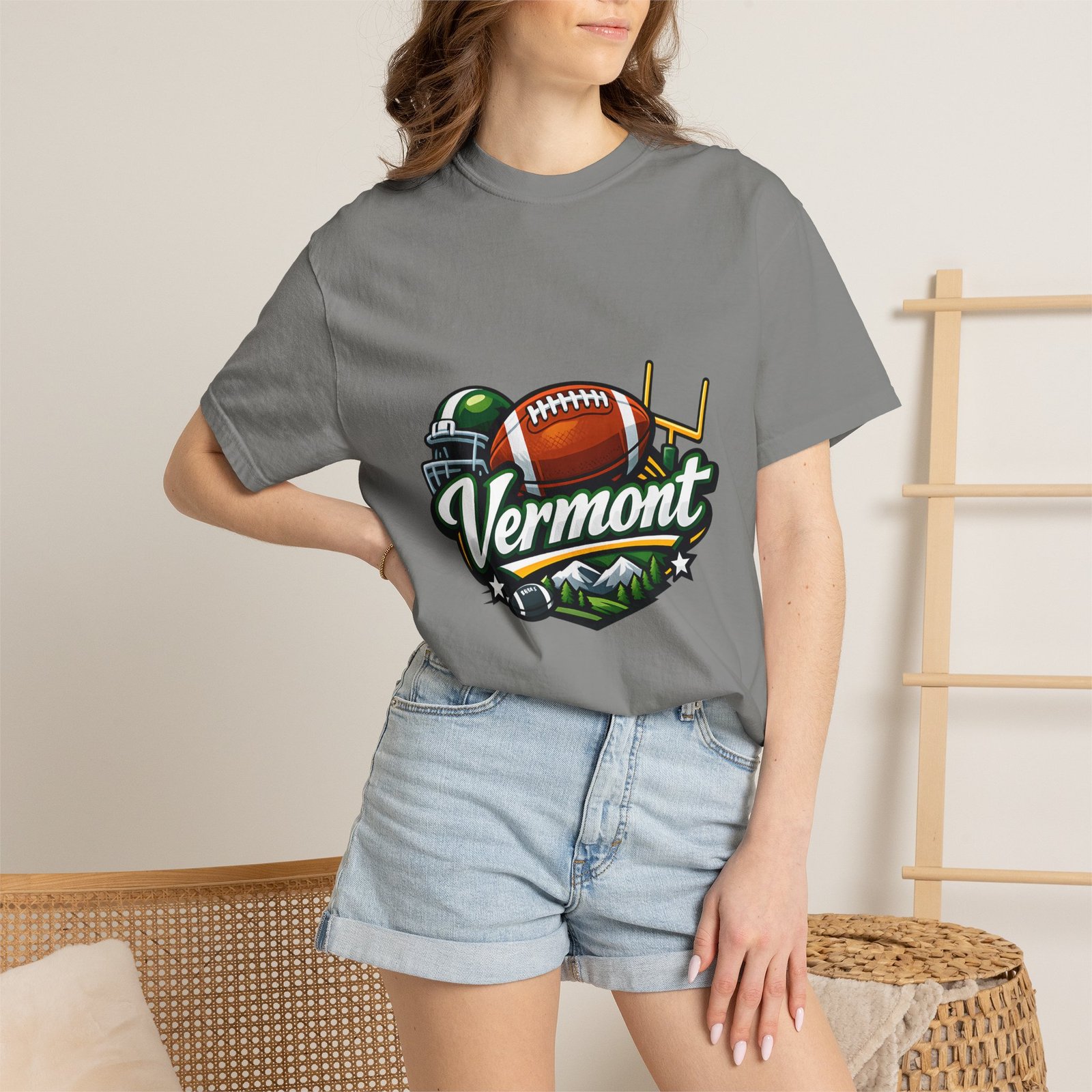 Vermont Football State T-Shirt — Retro Helmet & Goalpost Design - Image 44
