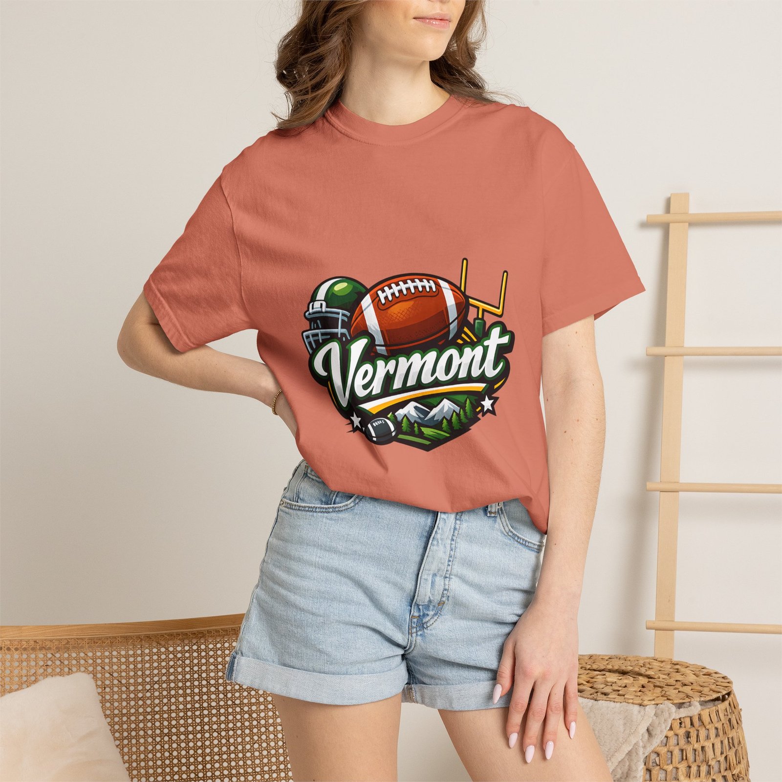 Vermont Football State T-Shirt — Retro Helmet & Goalpost Design - Image 8