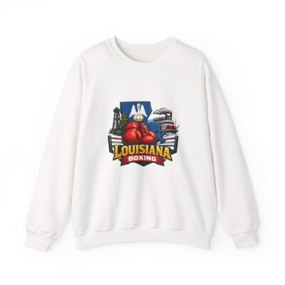 Louisiana Boxing Crewneck Sweatshirt — Vintage Boxing Gloves & Bayou Landmark Design
