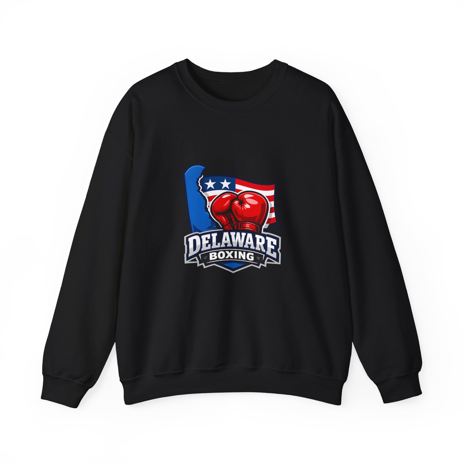Delaware Boxing Crewneck Sweatshirt – USA Flag Boxing Gloves Graphic - Image 17