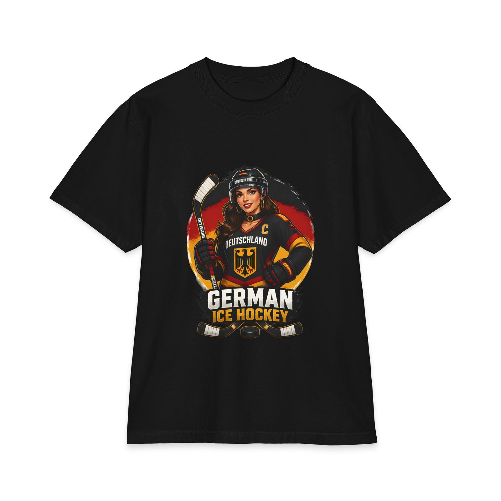German Ice Hockey T-Shirt – Deutschland Women’s Hockey Player Graphic - Image 7