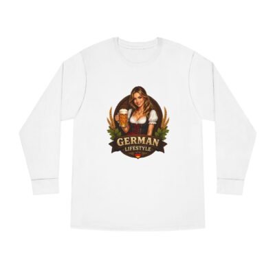 German Lifestyle Long Sleeve Tee — Oktoberfest Beer Girl Graphic