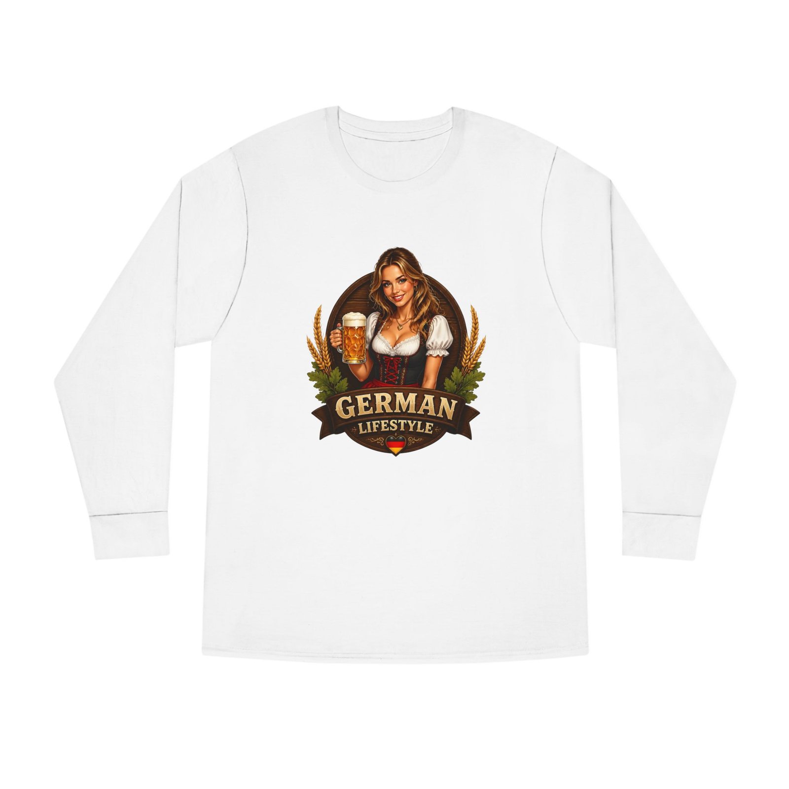 German Lifestyle Long Sleeve Tee — Oktoberfest Beer Girl Graphic