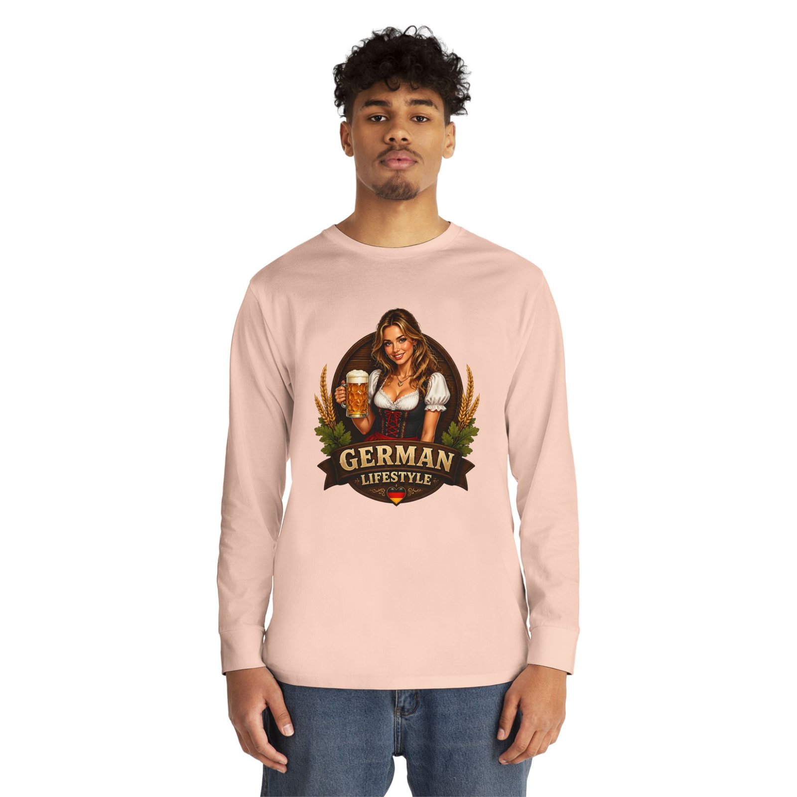 German Lifestyle Long Sleeve Tee — Oktoberfest Beer Girl Graphic - Image 19
