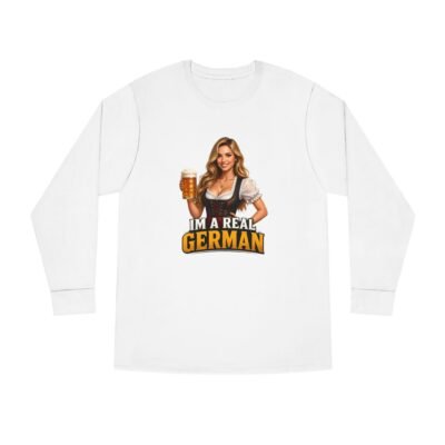 I'm A Real German Long Sleeve Tee — Oktoberfest Beer Dirndl Graphic