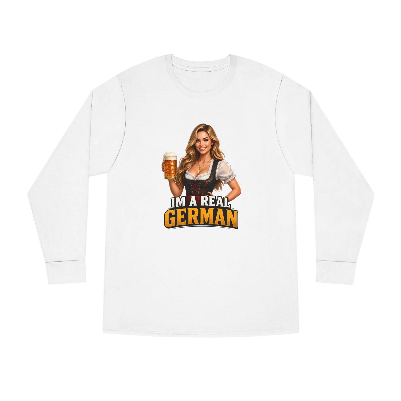 I'm A Real German Long Sleeve Tee — Oktoberfest Beer Dirndl Graphic