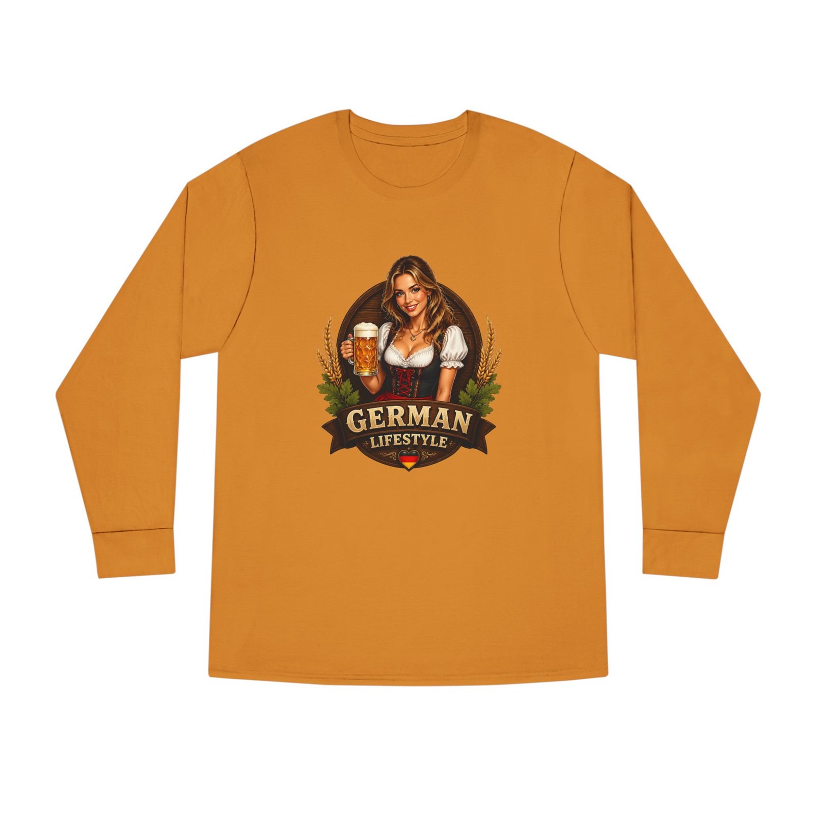 German Lifestyle Long Sleeve Tee — Oktoberfest Beer Girl Graphic - Image 29