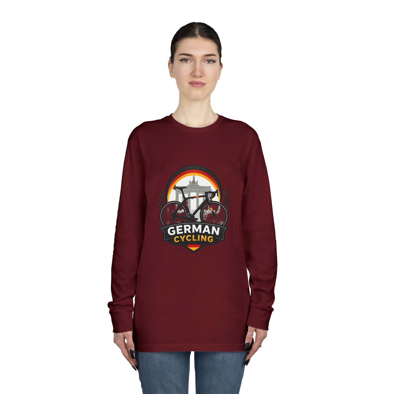 German Cycling Long Sleeve Tee — Retro Berlin Bike Logo - Image 56