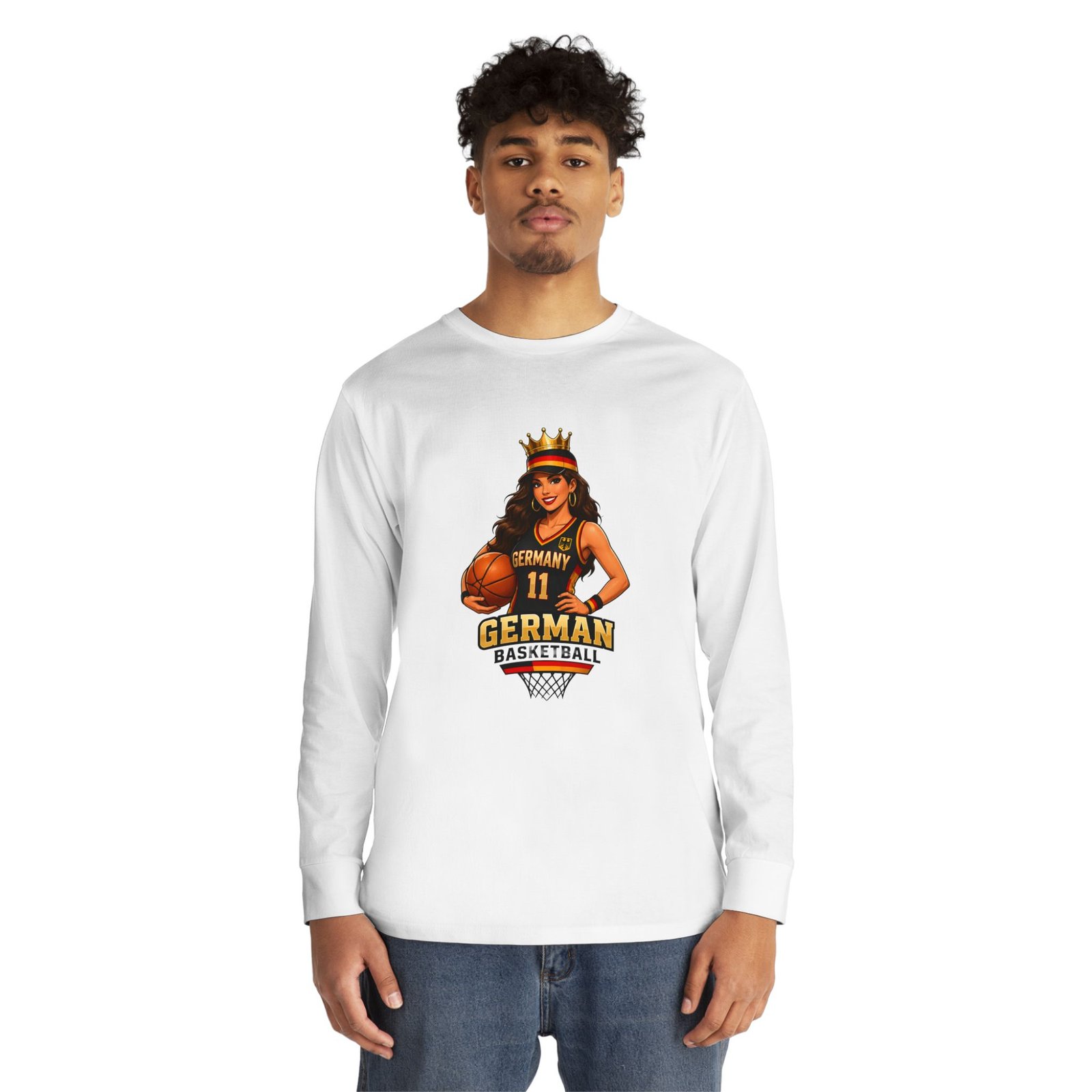 German Basketball Queen Long Sleeve Tee — Women’s Basketball Jersey Graphic - Image 3