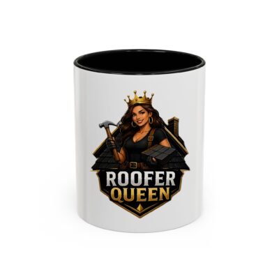 Roofer Queen Coffee Mug — Crowned Female Roofer Design (11/15oz)