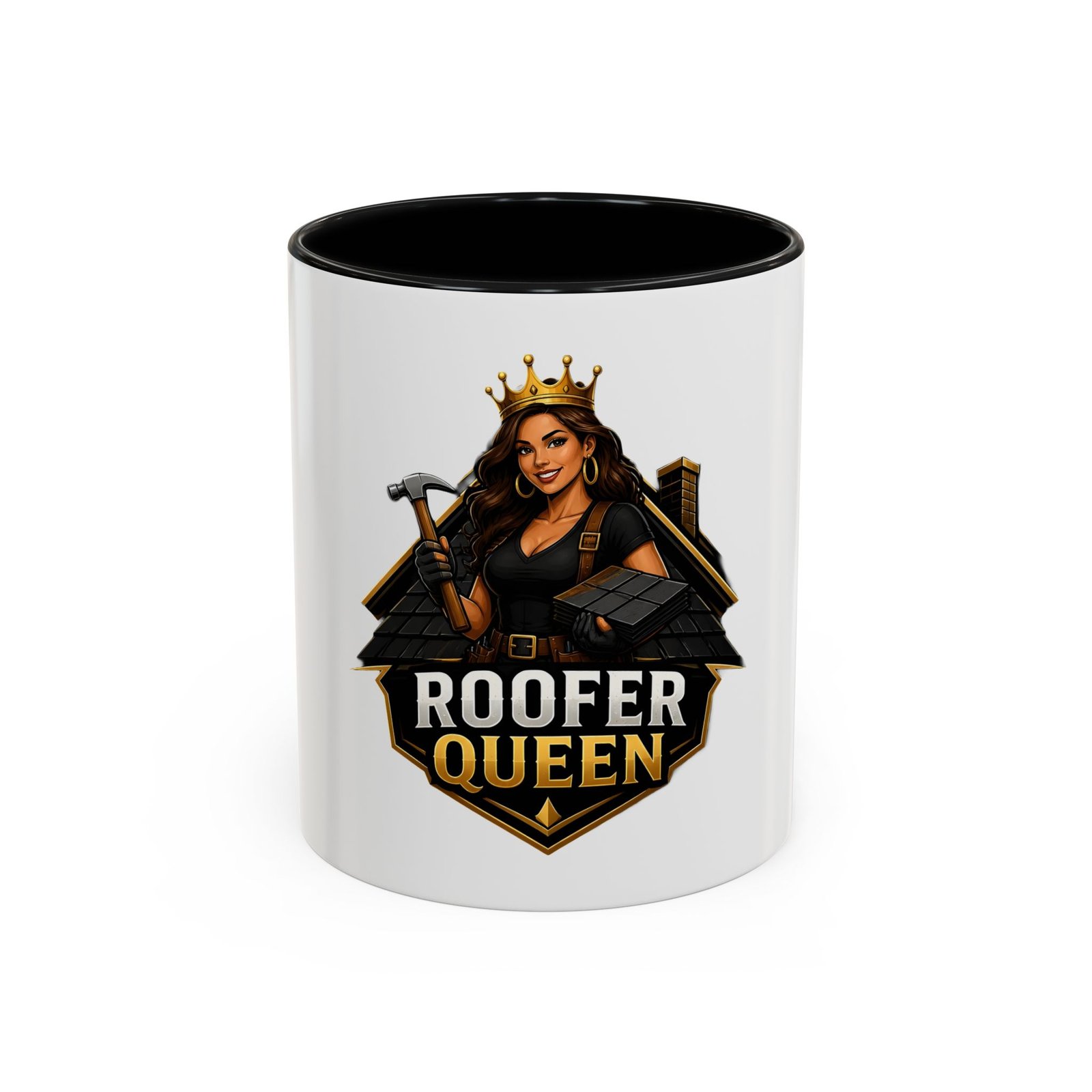 Roofer Queen Coffee Mug — Crowned Female Roofer Design (11/15oz)
