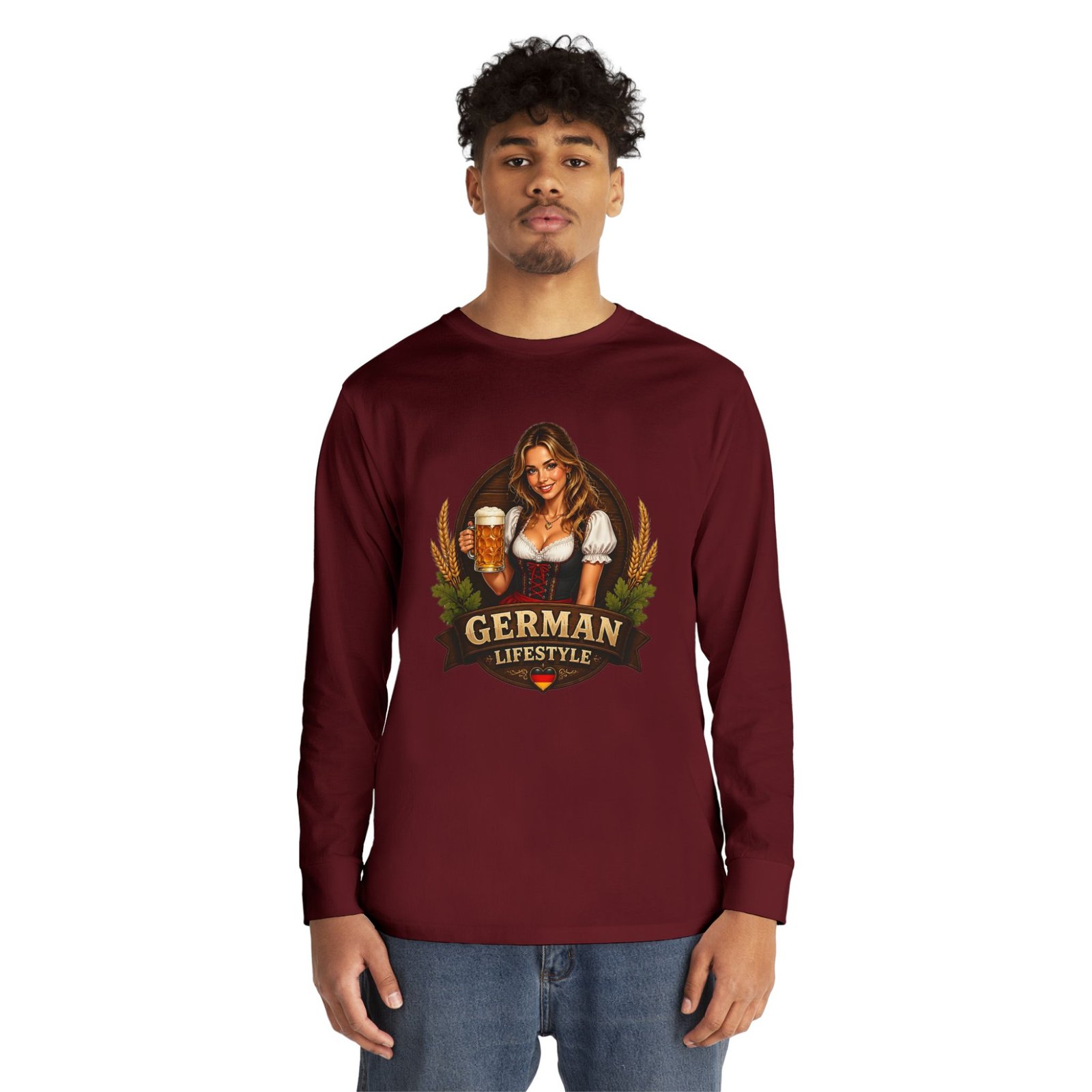 German Lifestyle Long Sleeve Tee — Oktoberfest Beer Girl Graphic - Image 55