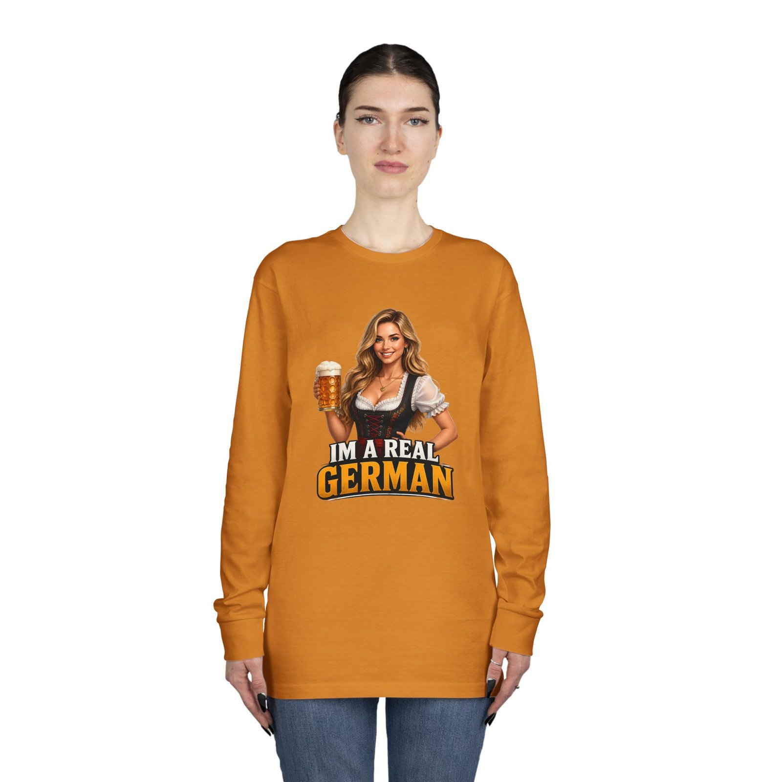 I'm A Real German Long Sleeve Tee — Oktoberfest Beer Dirndl Graphic - Image 32