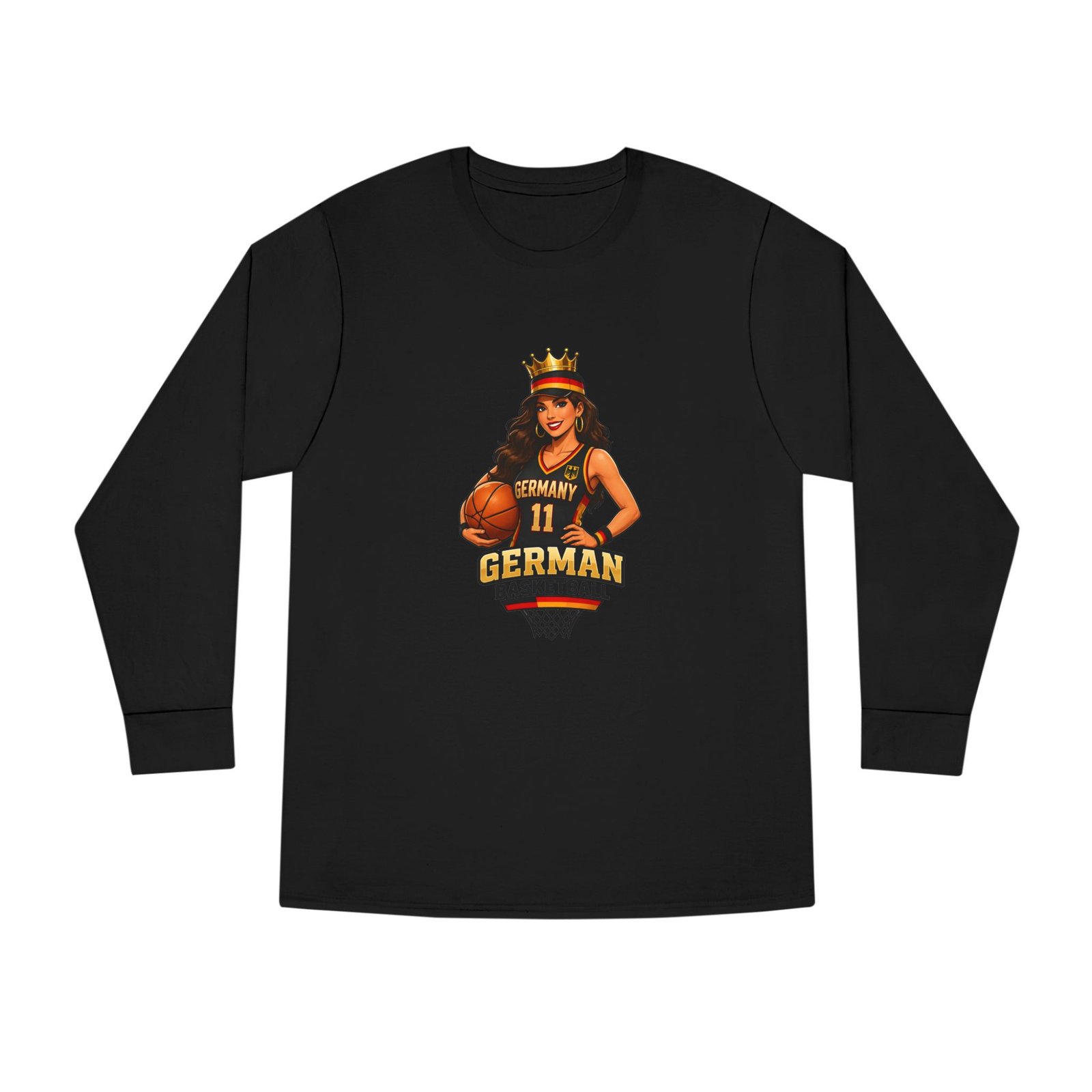 German Basketball Queen Long Sleeve Tee — Women’s Basketball Jersey Graphic - Image 13