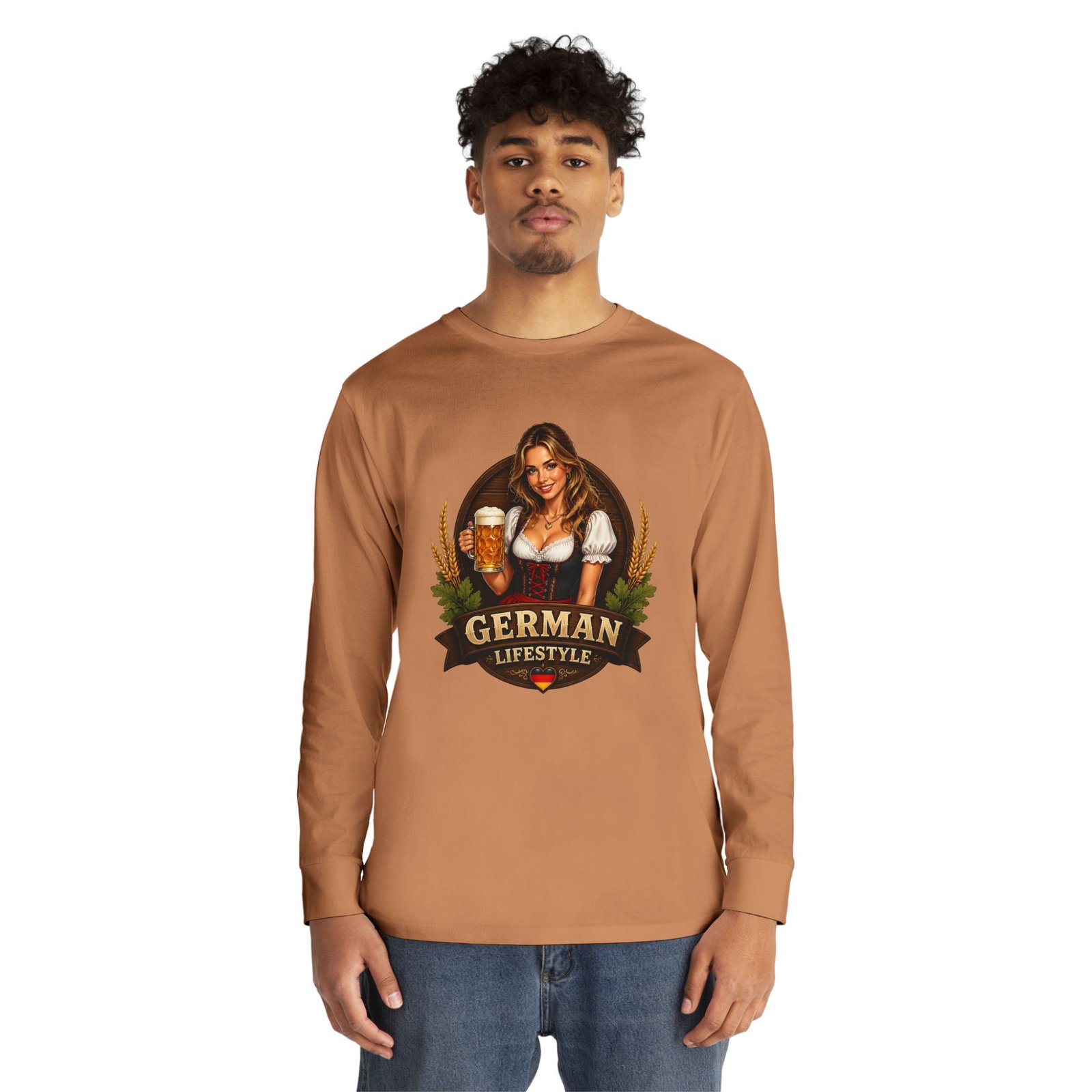German Lifestyle Long Sleeve Tee — Oktoberfest Beer Girl Graphic - Image 27