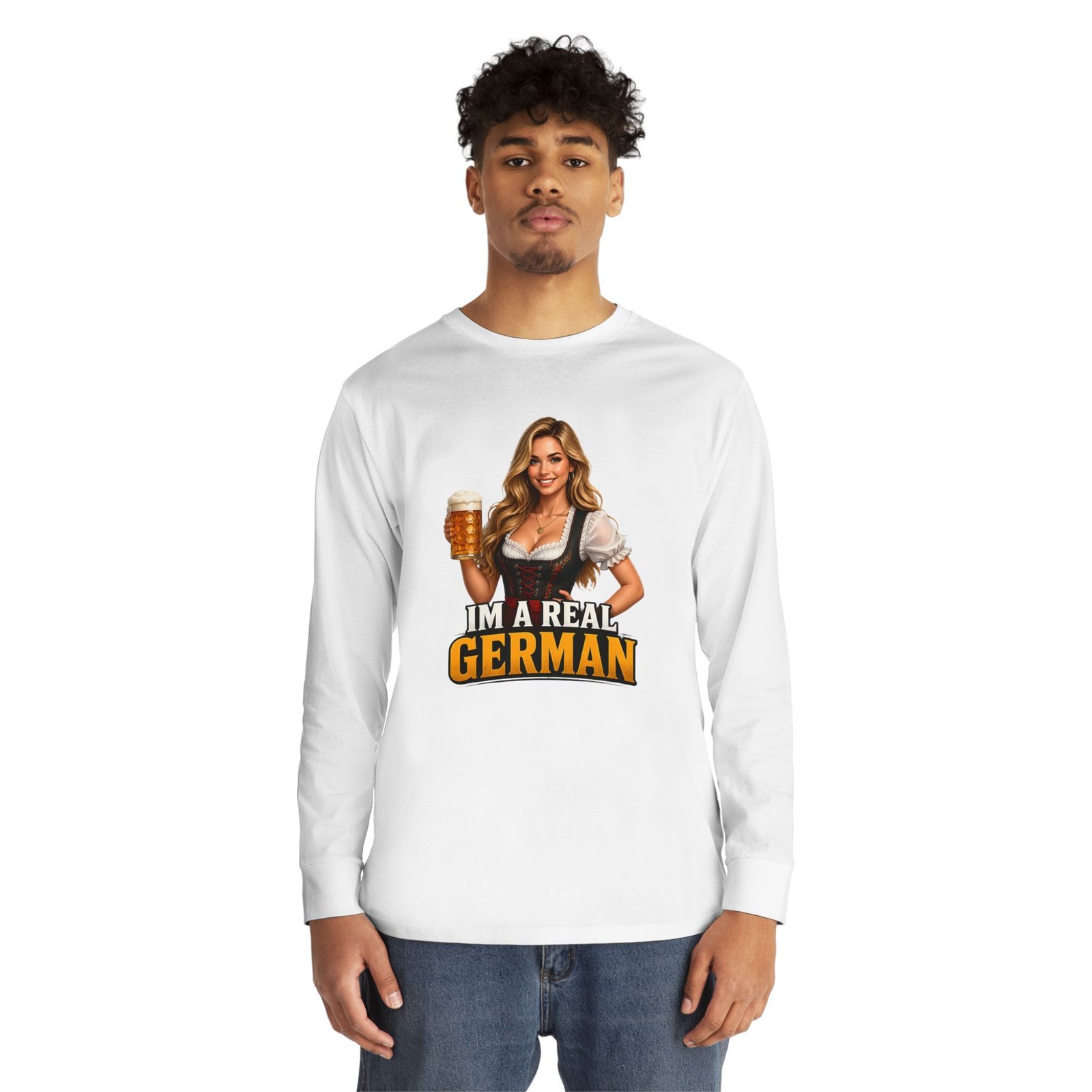 I'm A Real German Long Sleeve Tee — Oktoberfest Beer Dirndl Graphic - Image 3