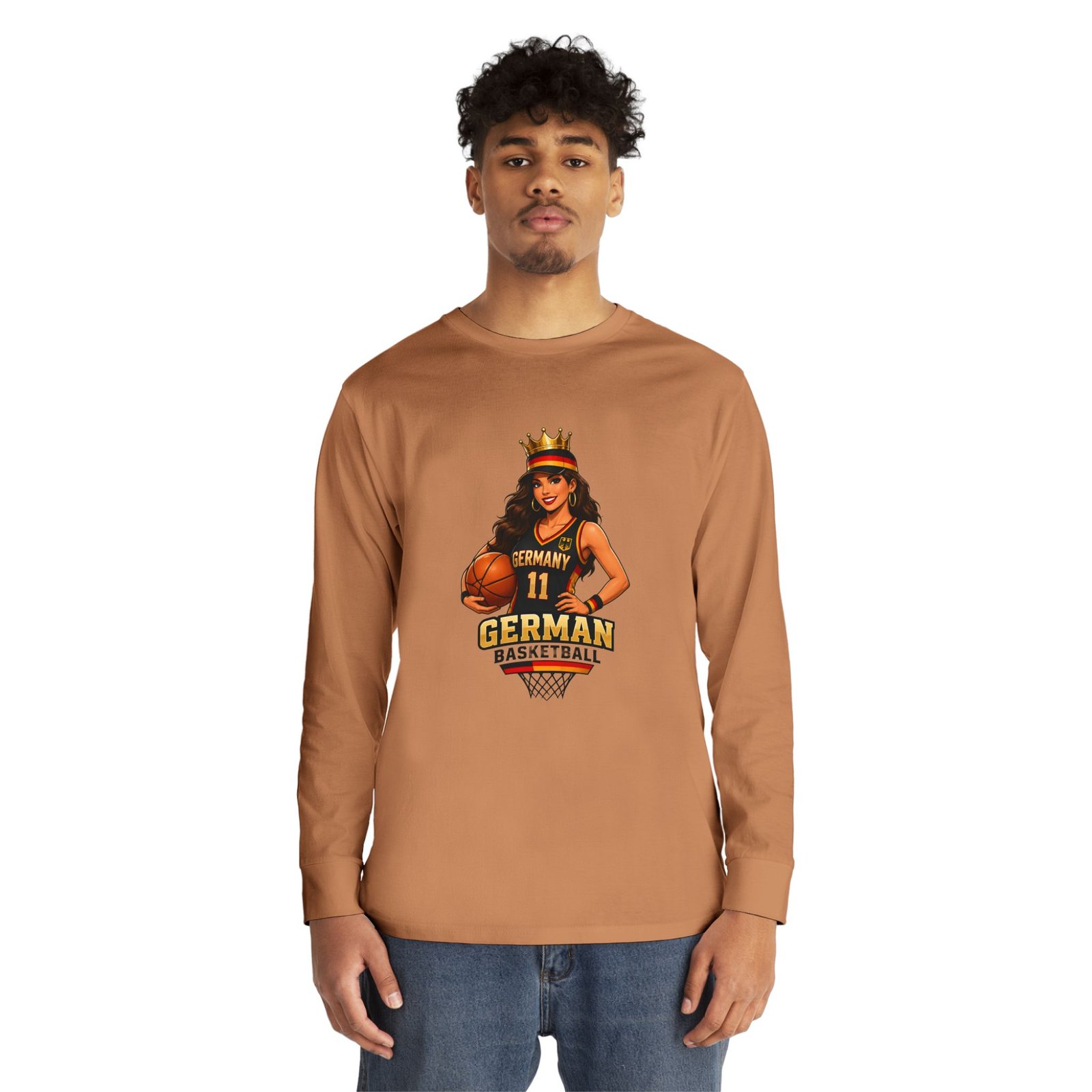German Basketball Queen Long Sleeve Tee — Women’s Basketball Jersey Graphic - Image 27