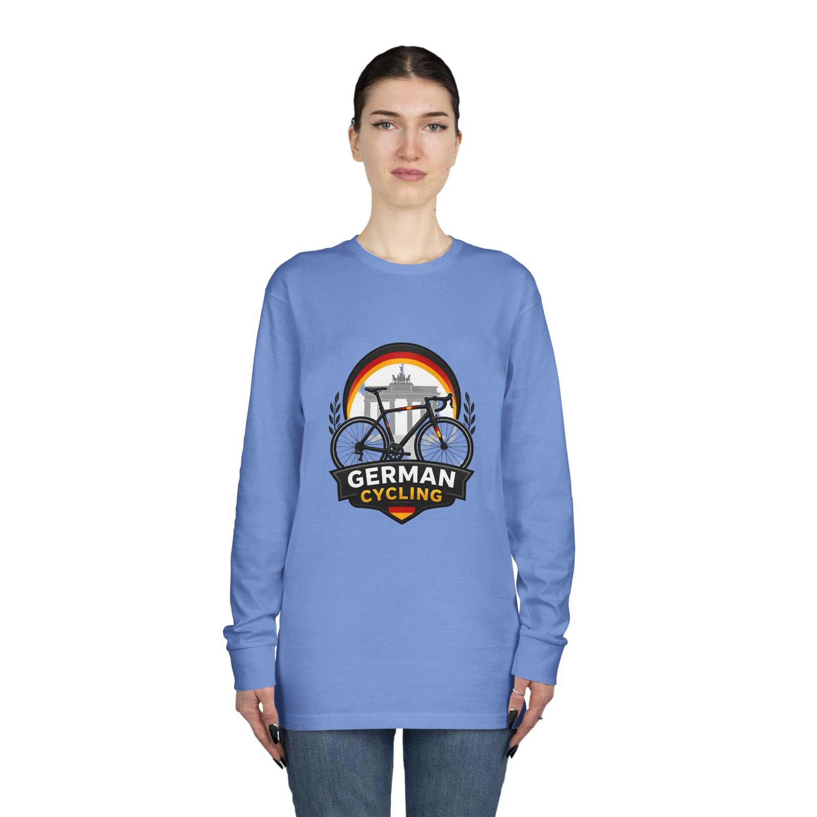 German Cycling Long Sleeve Tee — Retro Berlin Bike Logo - Image 48