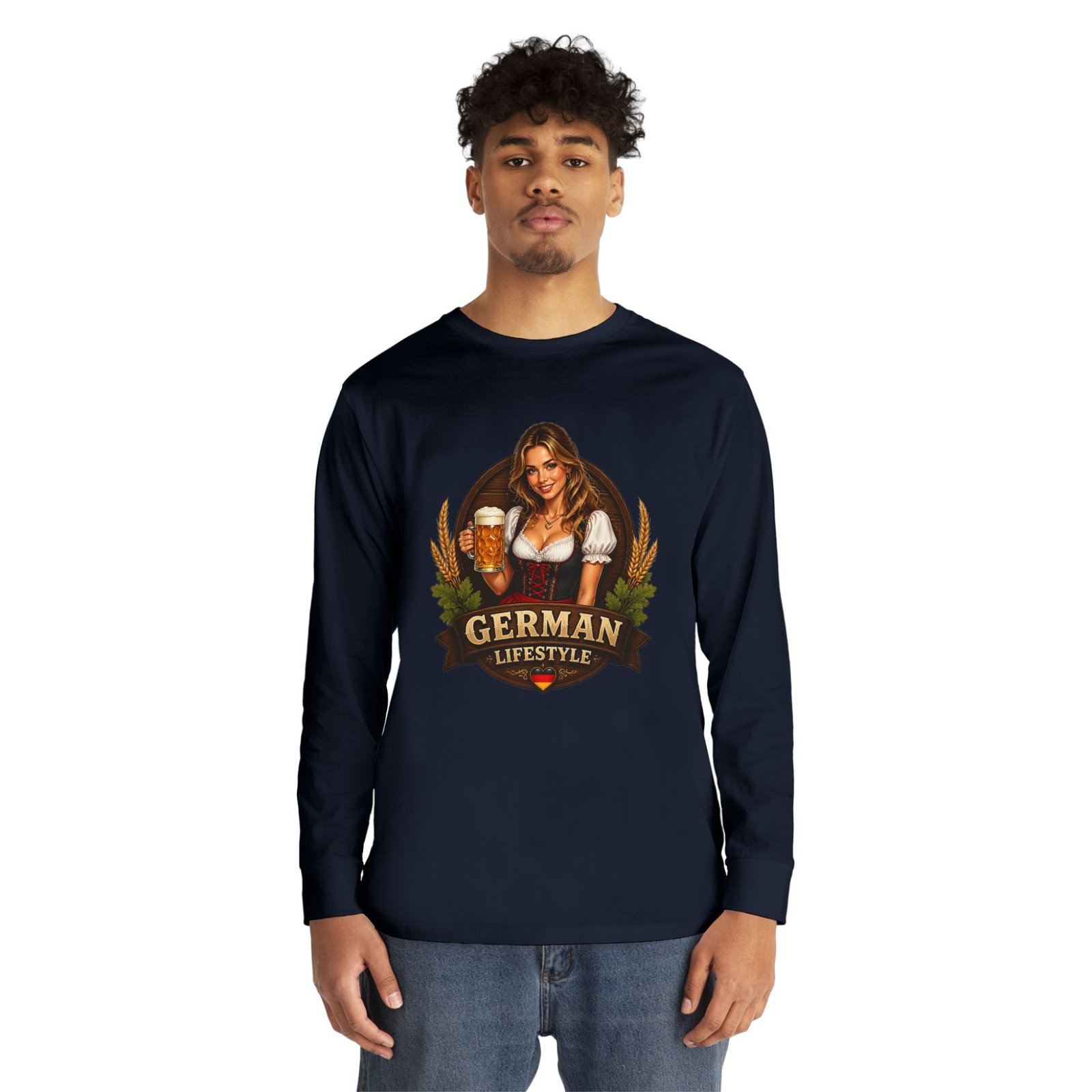 German Lifestyle Long Sleeve Tee — Oktoberfest Beer Girl Graphic - Image 51