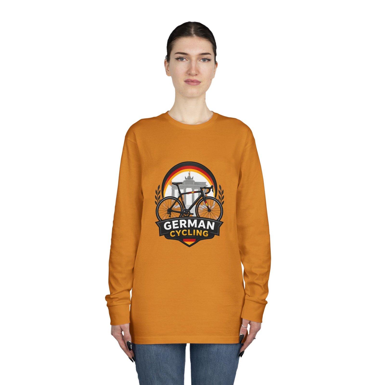 German Cycling Long Sleeve Tee — Retro Berlin Bike Logo - Image 32