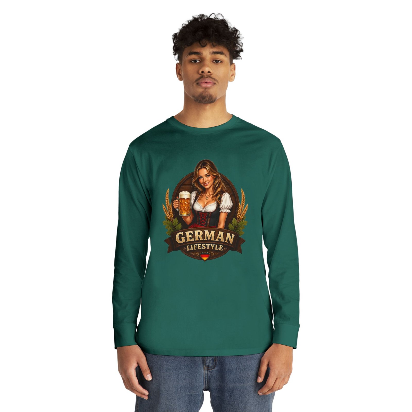 German Lifestyle Long Sleeve Tee — Oktoberfest Beer Girl Graphic - Image 43