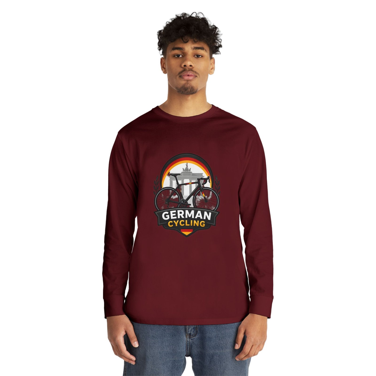 German Cycling Long Sleeve Tee — Retro Berlin Bike Logo - Image 55