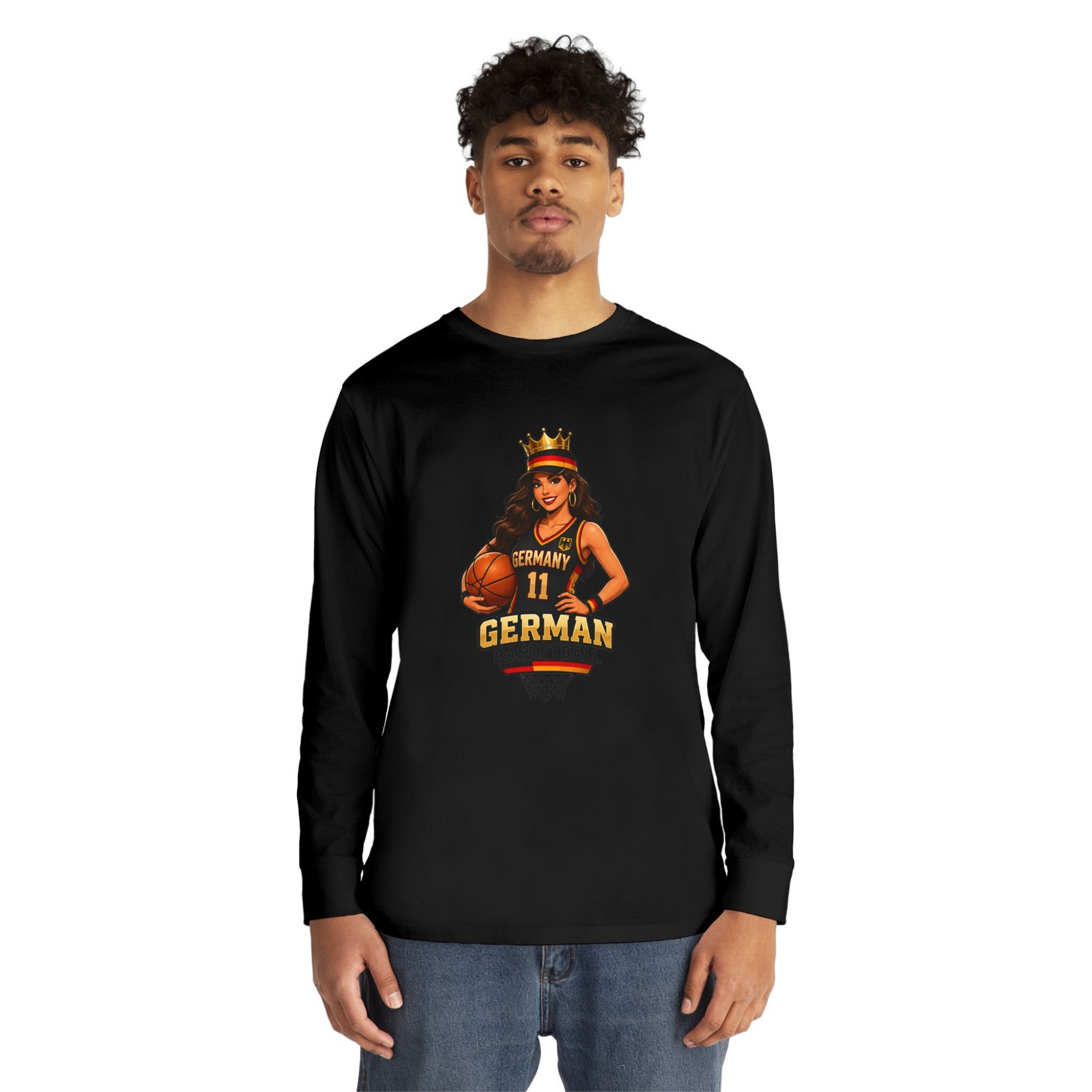 German Basketball Queen Long Sleeve Tee — Women’s Basketball Jersey Graphic - Image 15