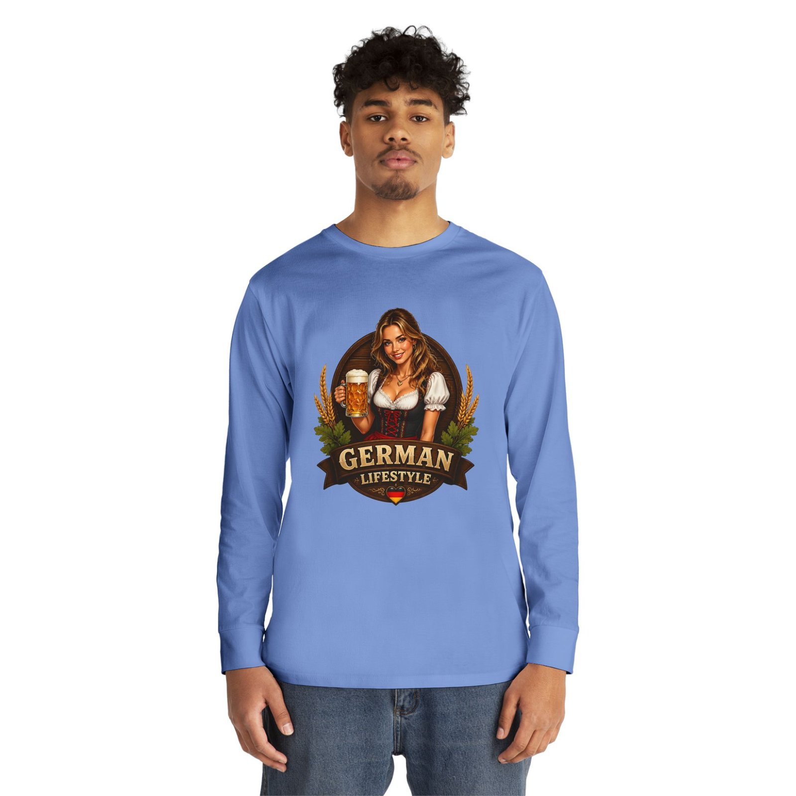 German Lifestyle Long Sleeve Tee — Oktoberfest Beer Girl Graphic - Image 47
