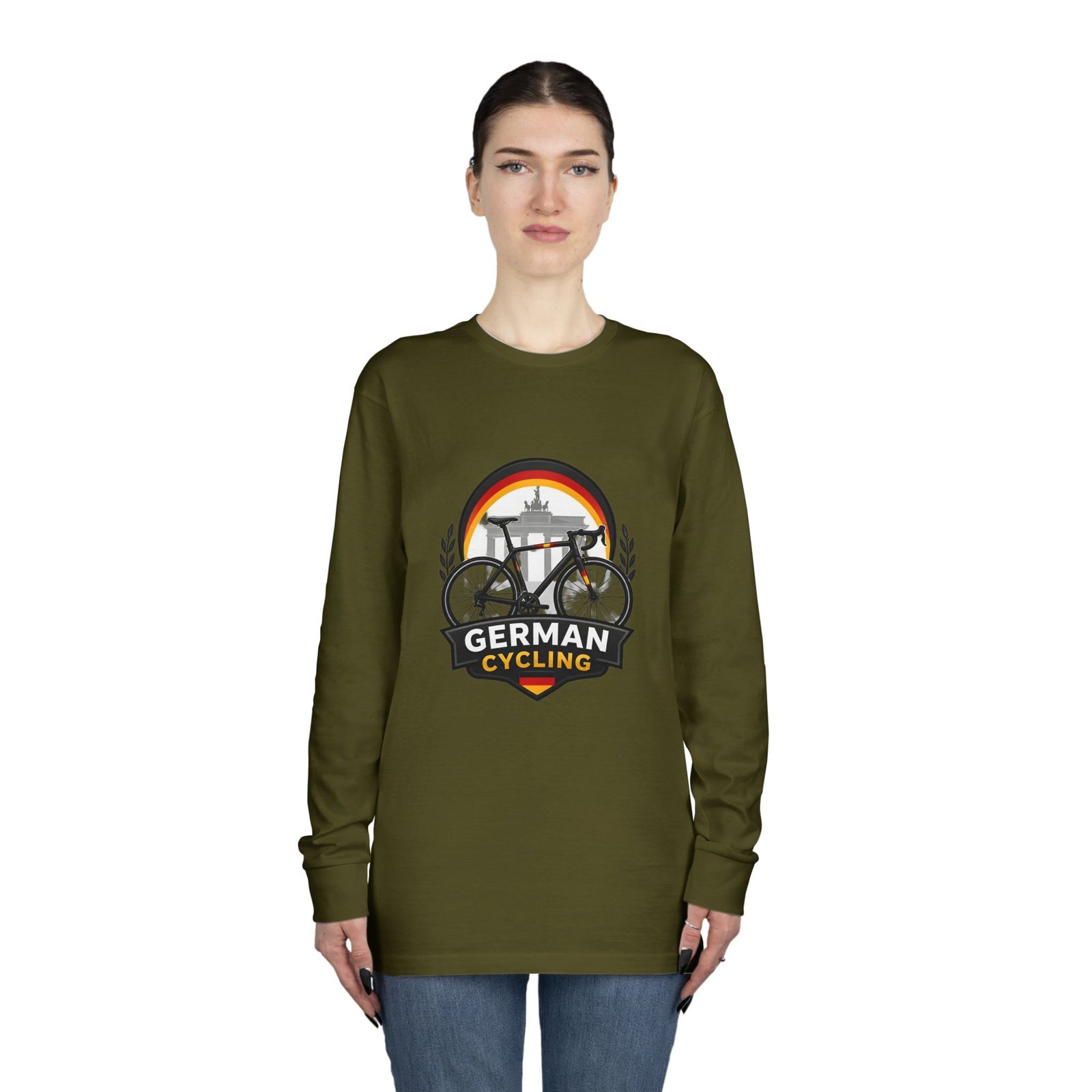German Cycling Long Sleeve Tee — Retro Berlin Bike Logo - Image 40