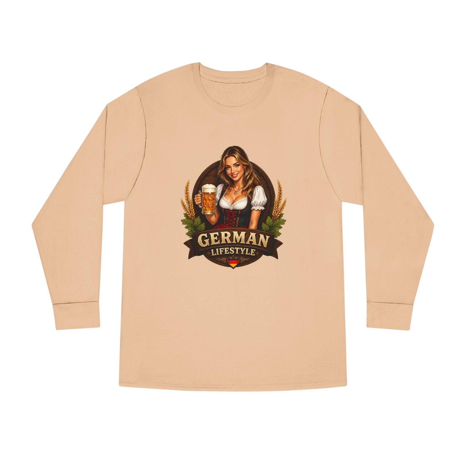German Lifestyle Long Sleeve Tee — Oktoberfest Beer Girl Graphic - Image 21
