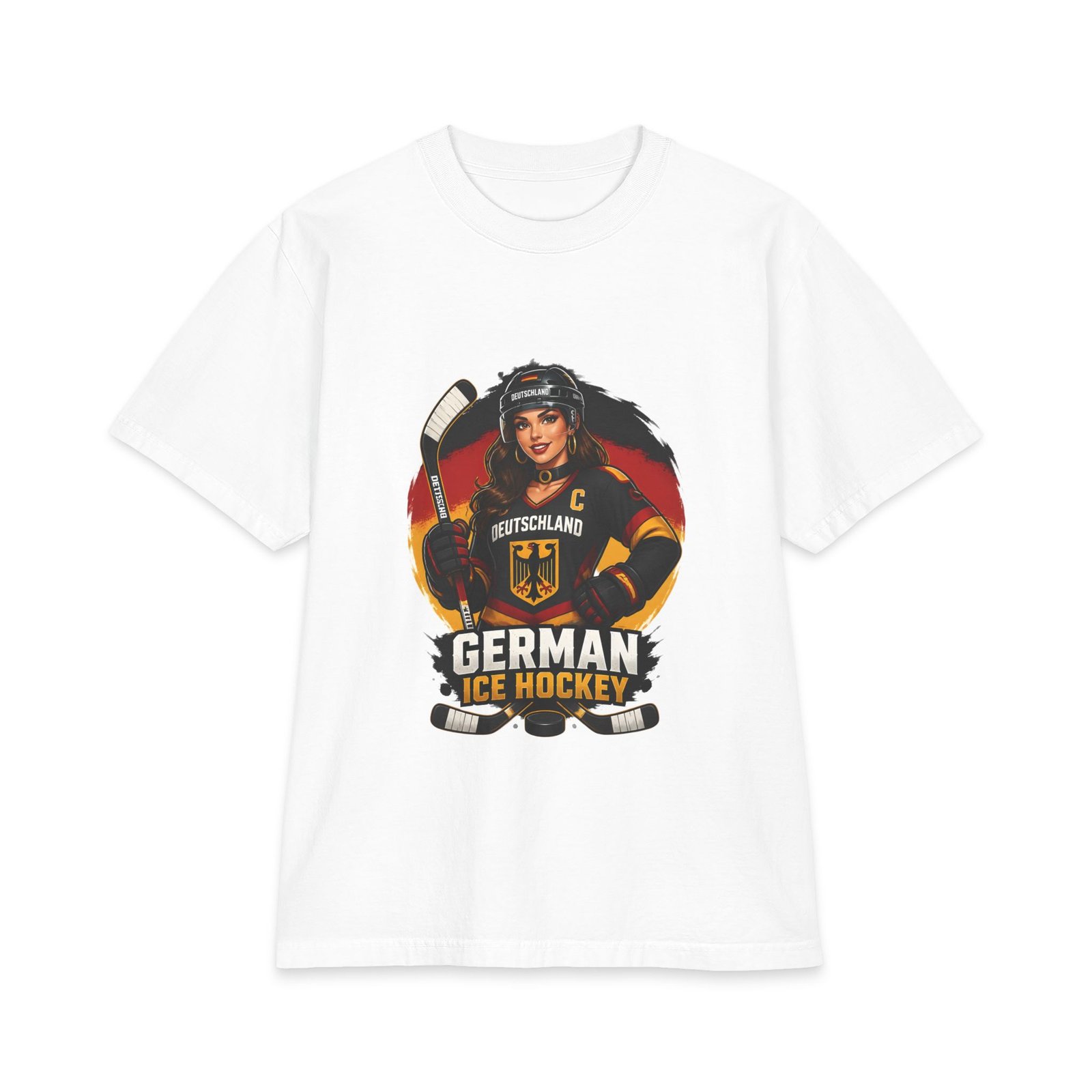 German Ice Hockey T-Shirt – Deutschland Women’s Hockey Player Graphic