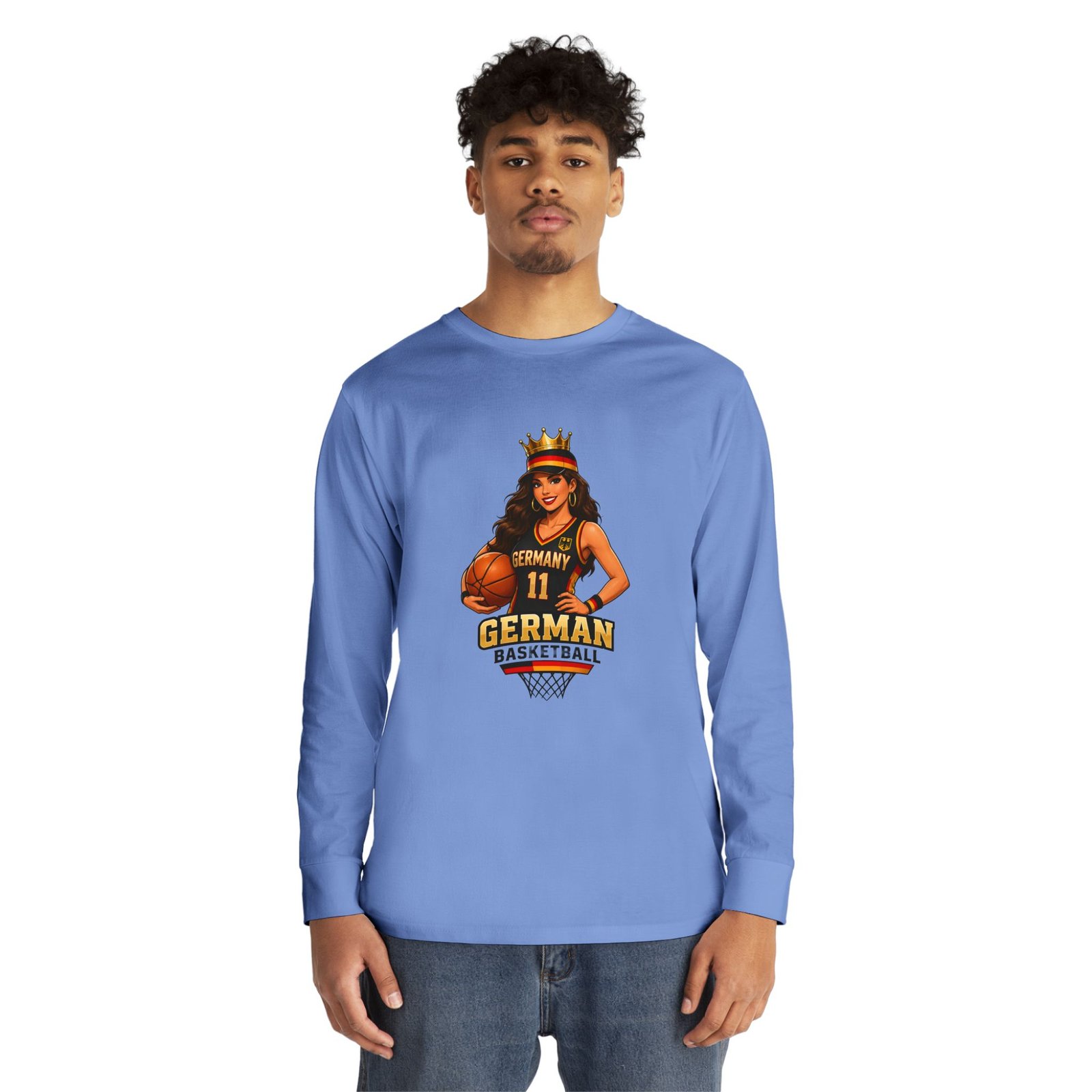 German Basketball Queen Long Sleeve Tee — Women’s Basketball Jersey Graphic - Image 47