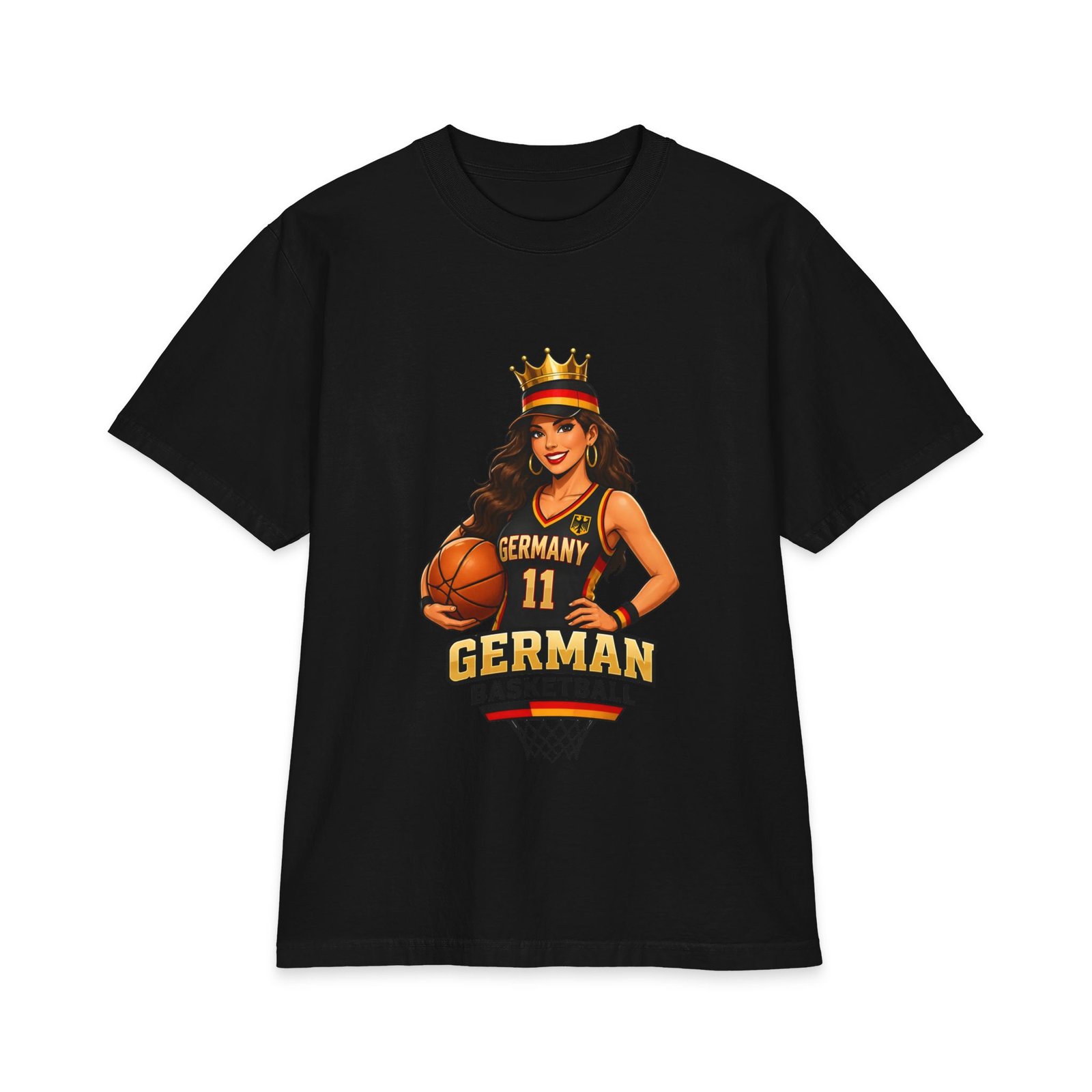 German Basketball Queen T-Shirt — Women’s #11 Basketball Jersey Graphic Tee - Image 7