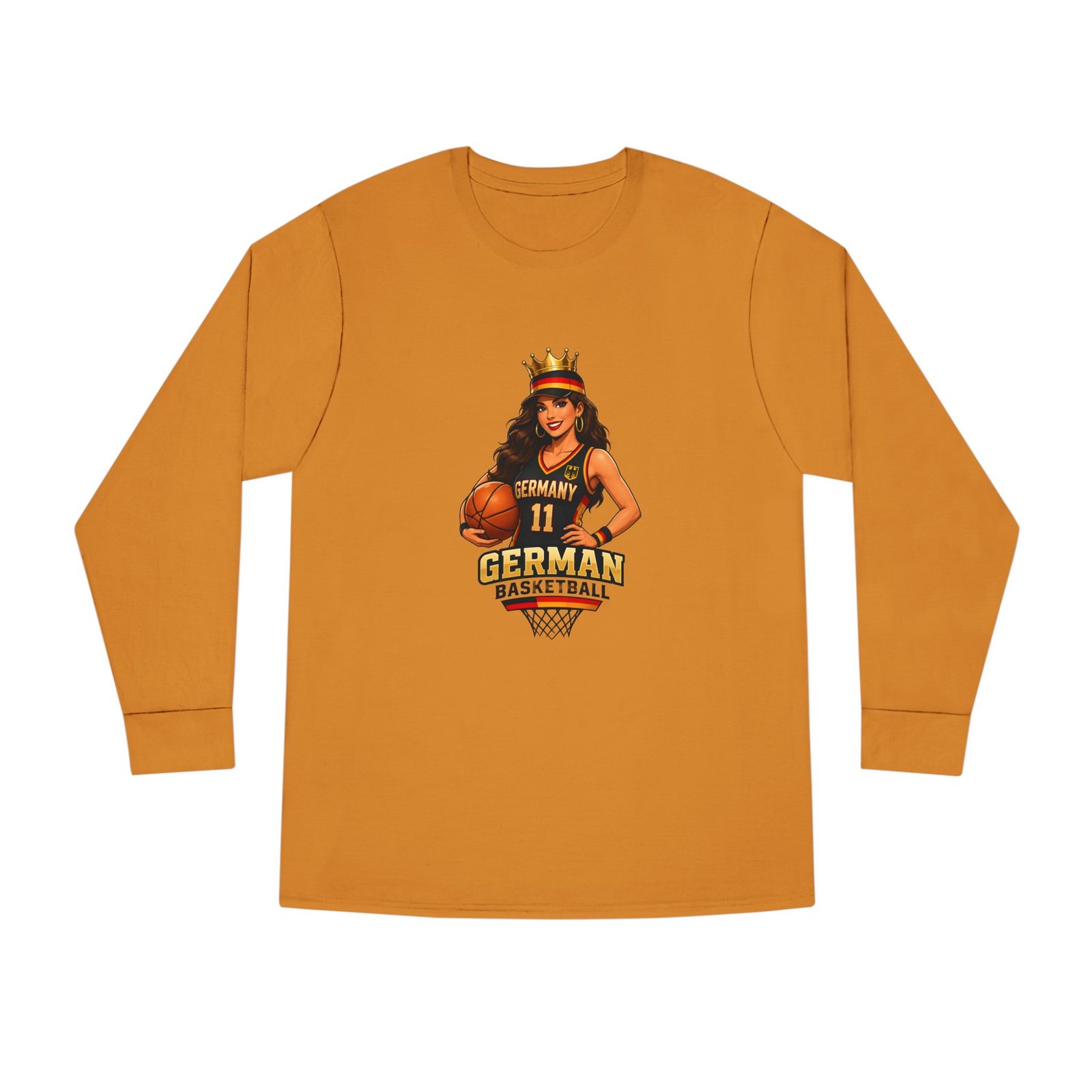 German Basketball Queen Long Sleeve Tee — Women’s Basketball Jersey Graphic - Image 29