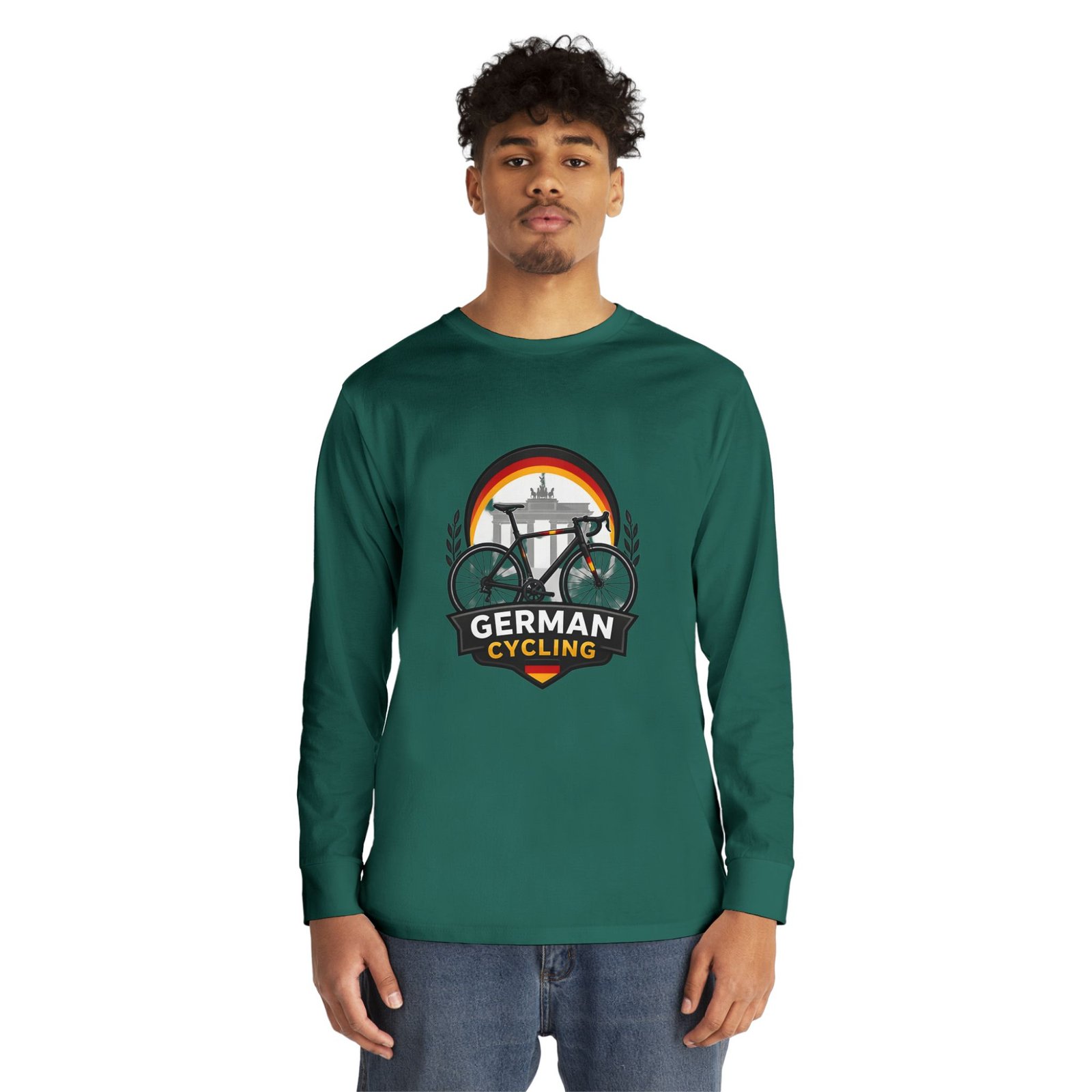 German Cycling Long Sleeve Tee — Retro Berlin Bike Logo - Image 43