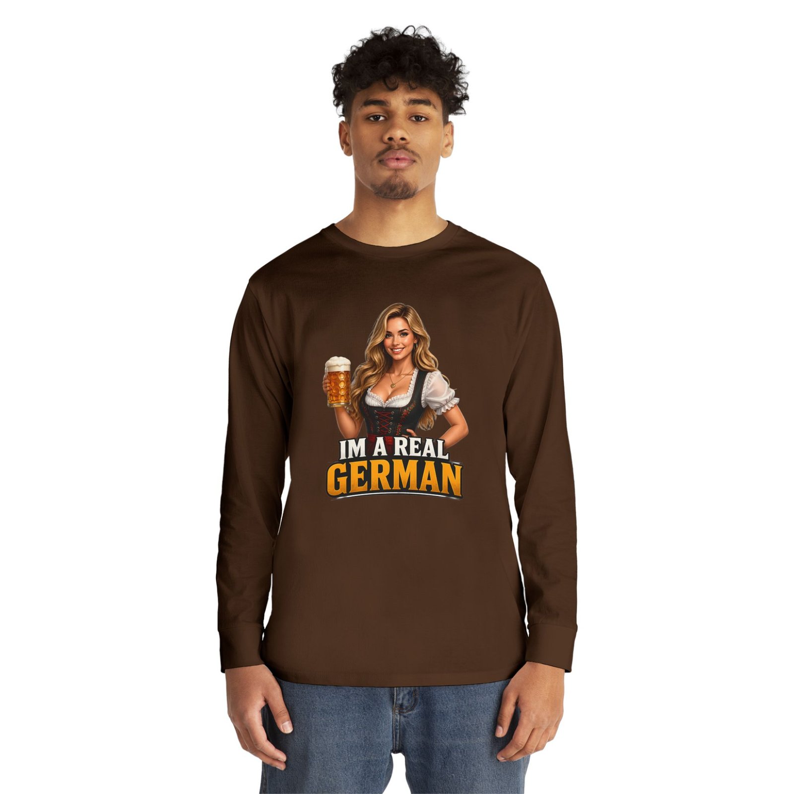I'm A Real German Long Sleeve Tee — Oktoberfest Beer Dirndl Graphic - Image 35