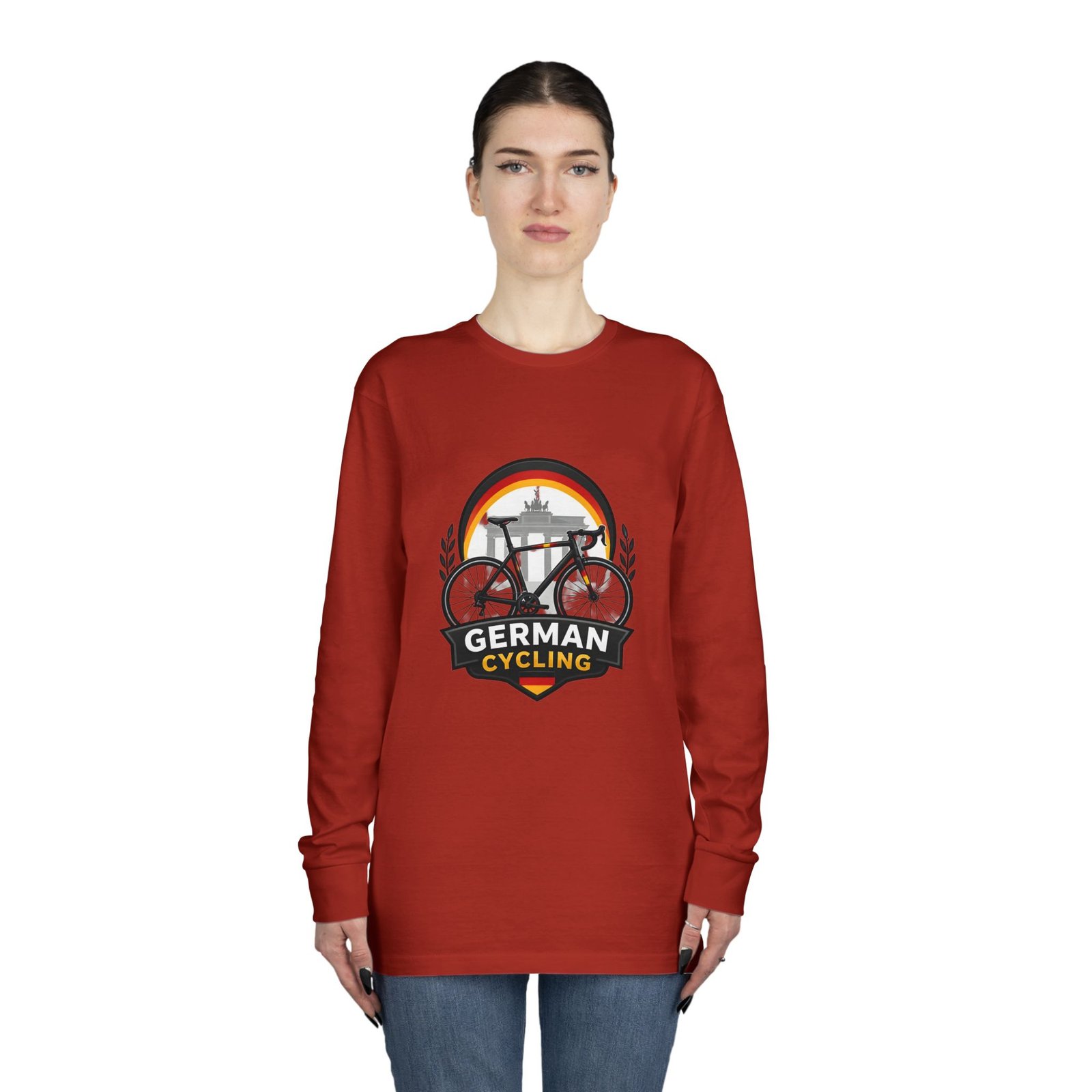 German Cycling Long Sleeve Tee — Retro Berlin Bike Logo - Image 12