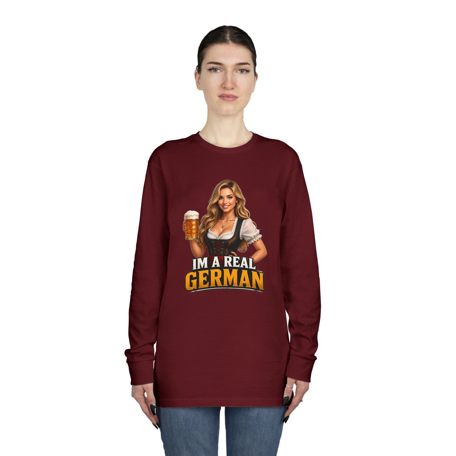 I'm A Real German Long Sleeve Tee — Oktoberfest Beer Dirndl Graphic - Image 56